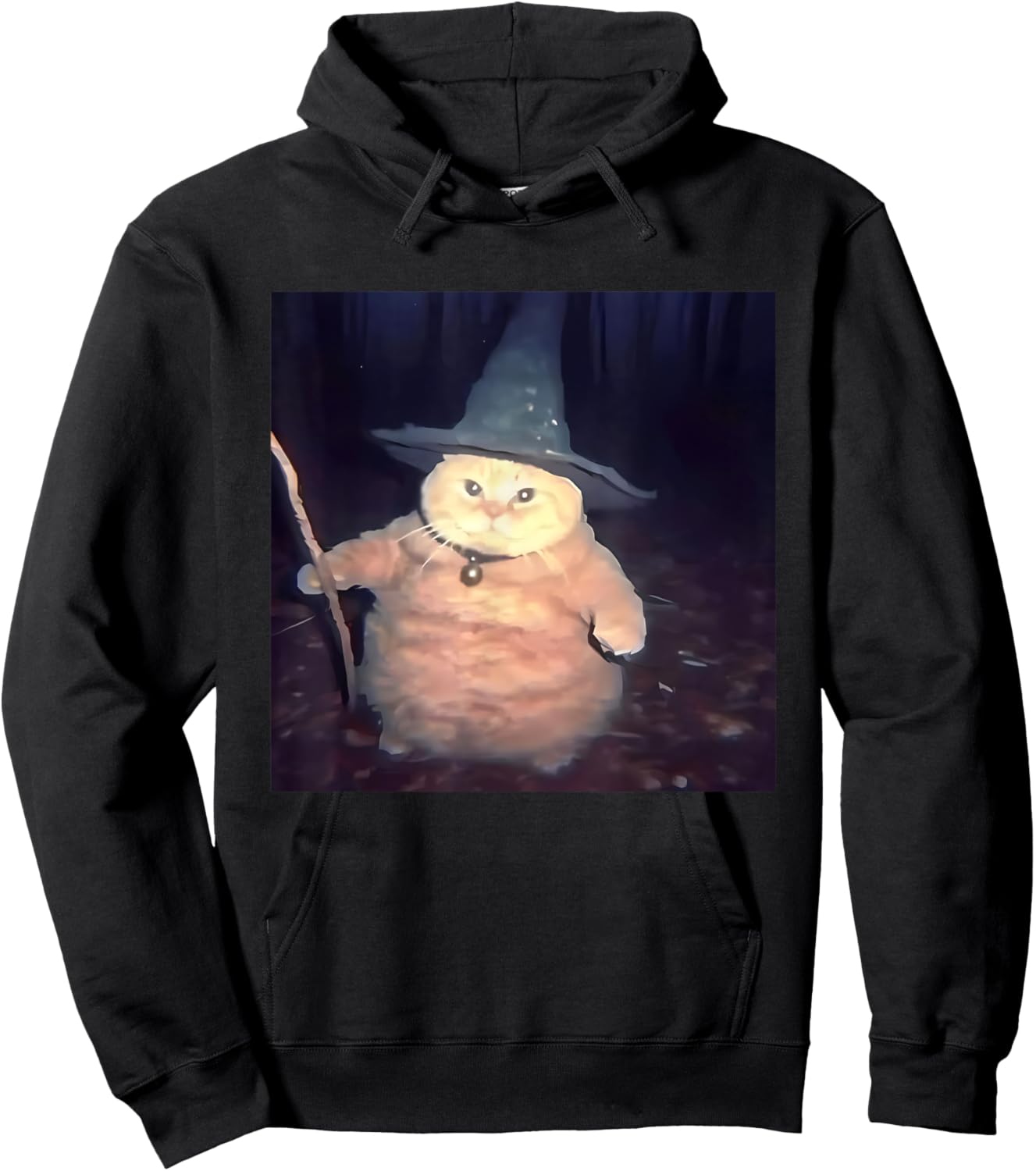 Cheeseball The Wizard Cat Vintage 90s Orange Cat Witch Cat Hoodie - Hoodie | Black