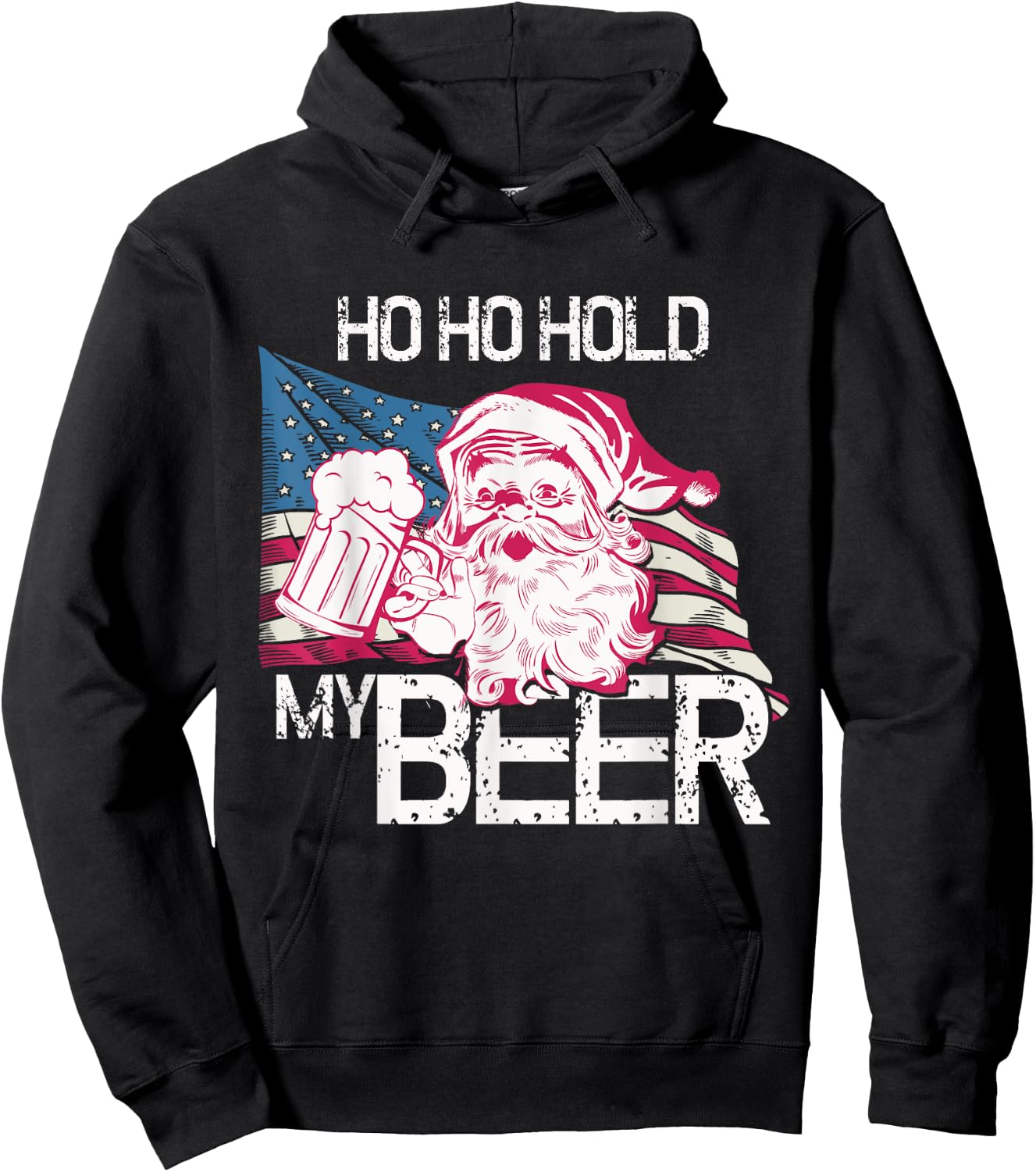 Christmas in July - Santa Ho Ho Hold My Beer - Funny Gift Hoodie - Hoodie | Black
