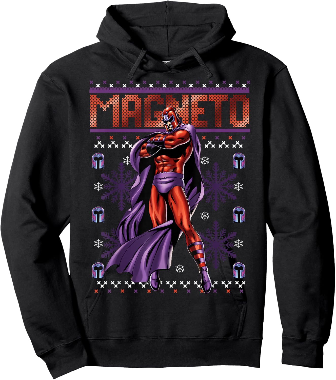 Marvel X-Men Magneto Purple Ugly Christmas Sweater Hoodie - Hoodie | Black