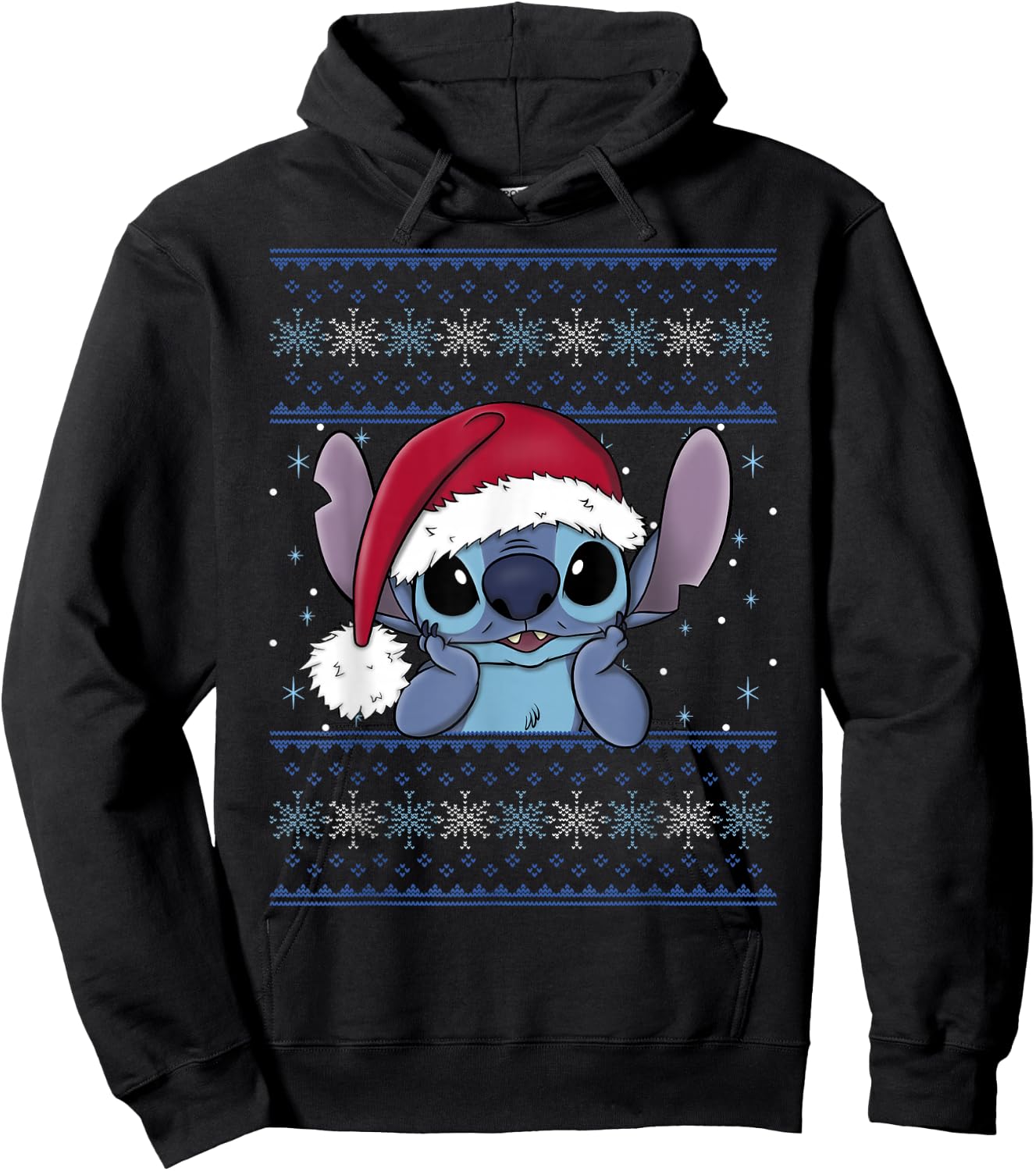 Disney Lilo & Stitch Christmas Stitch Ugly Sweater Style Hoodie - Hoodie | Black