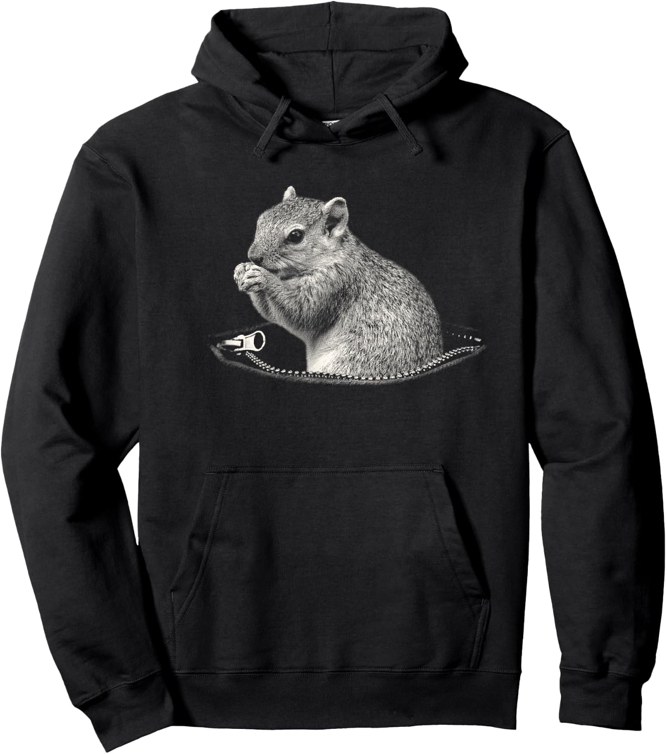 Squirrel in Pet Pouch Hoodie - Hoodie | Black