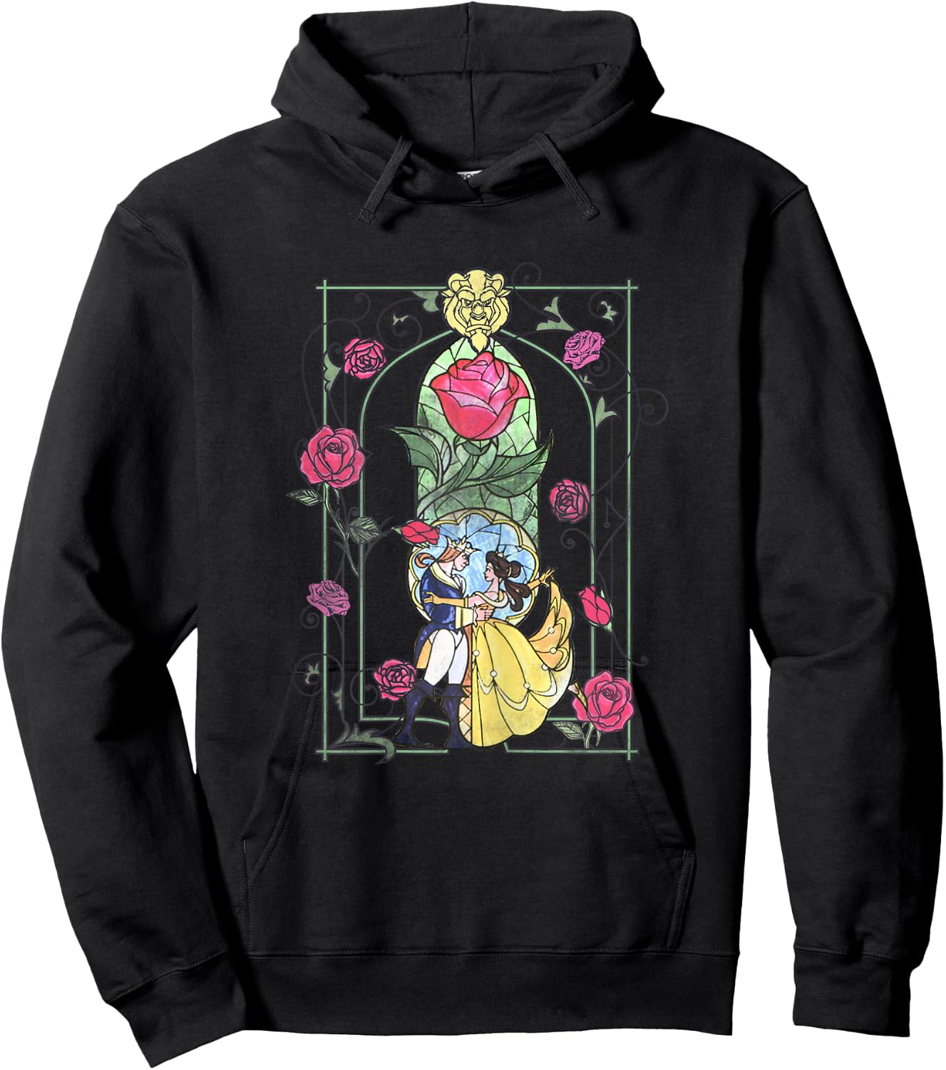 Disney Beauty And The Beast Stained Glass Graphic Hoodie - Hoodie | Black