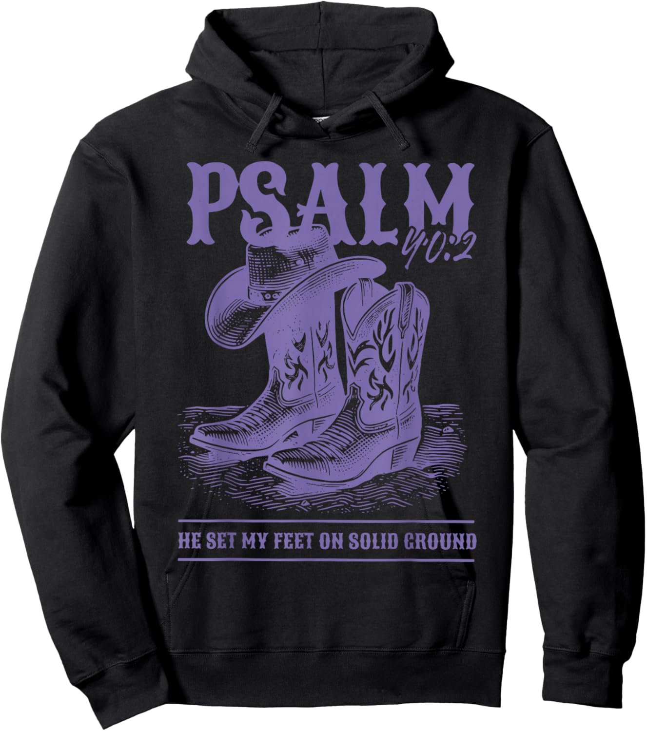 Cowgirl Boots Hat Psalm 40:2 Western Bible Verse Christian Hoodie - Hoodie | Black