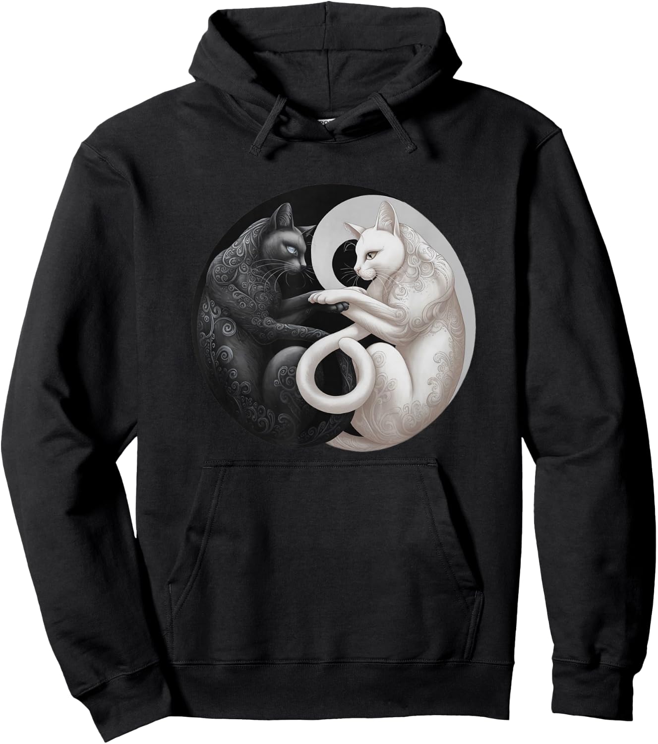 Cute Adorable Cats Yin Yang Hoodie - Hoodie | Black