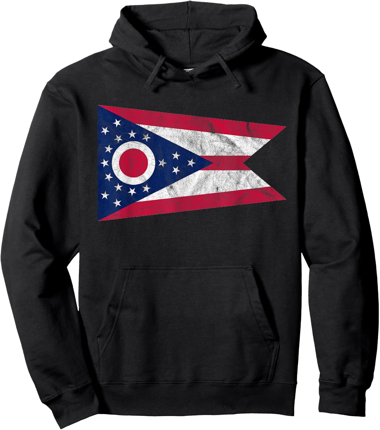 Distressed State of Ohio Flag Ohio Home Pride Hoodie - Hoodie | Black