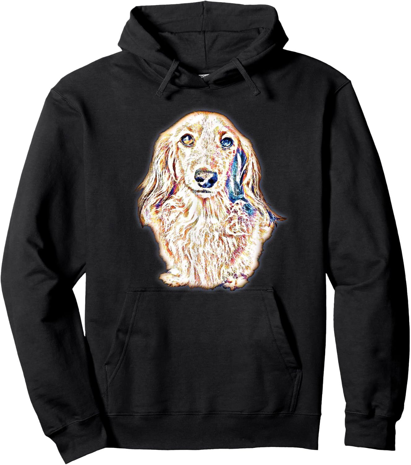 Long Hair Dachshund Gifts Cute Sausage Dog Women Men Hoodie - Hoodie | Black