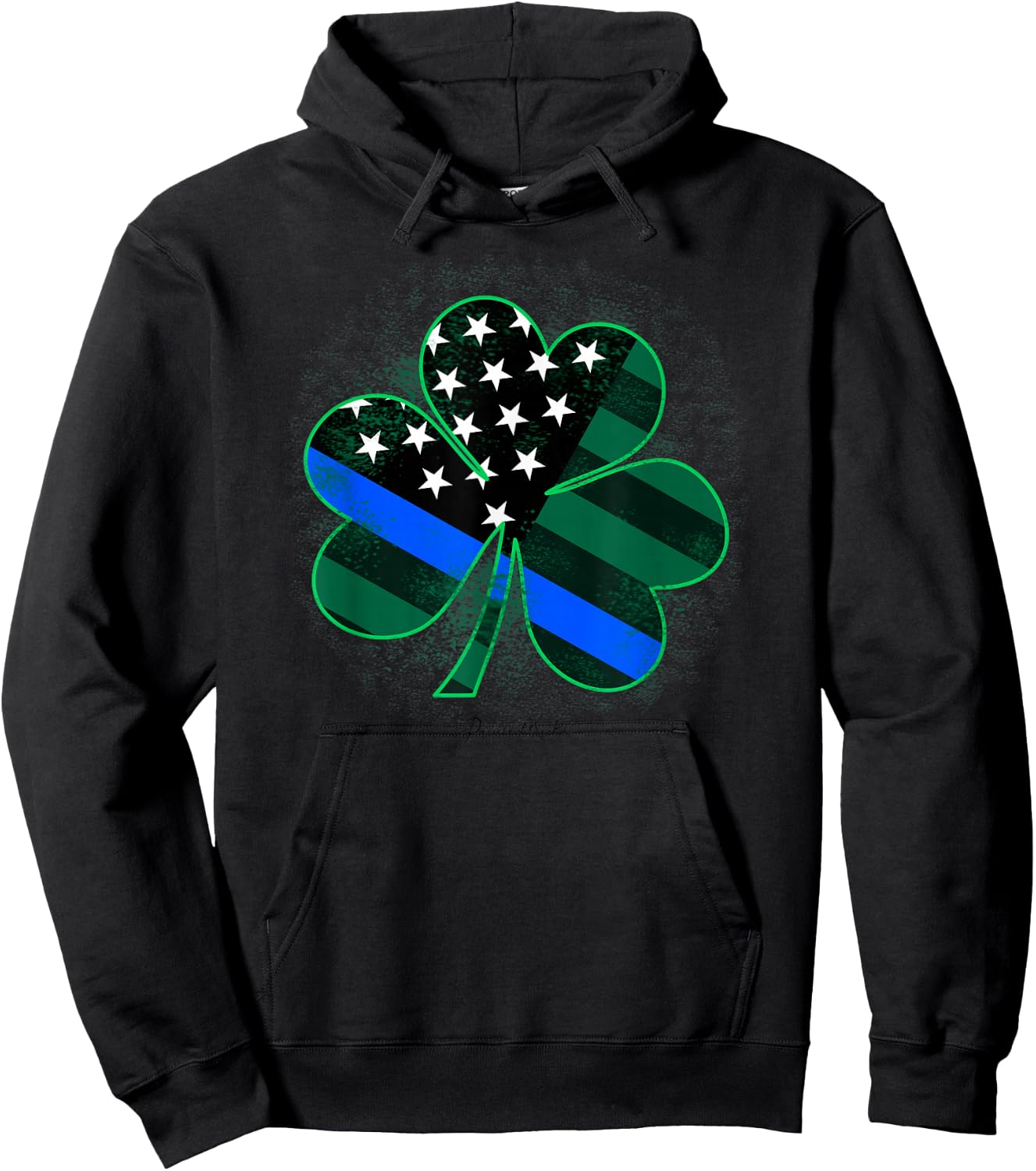 Thin Blue Line St Patricks Day Shirt Police Shamrock Hoodie - Hoodie | Black