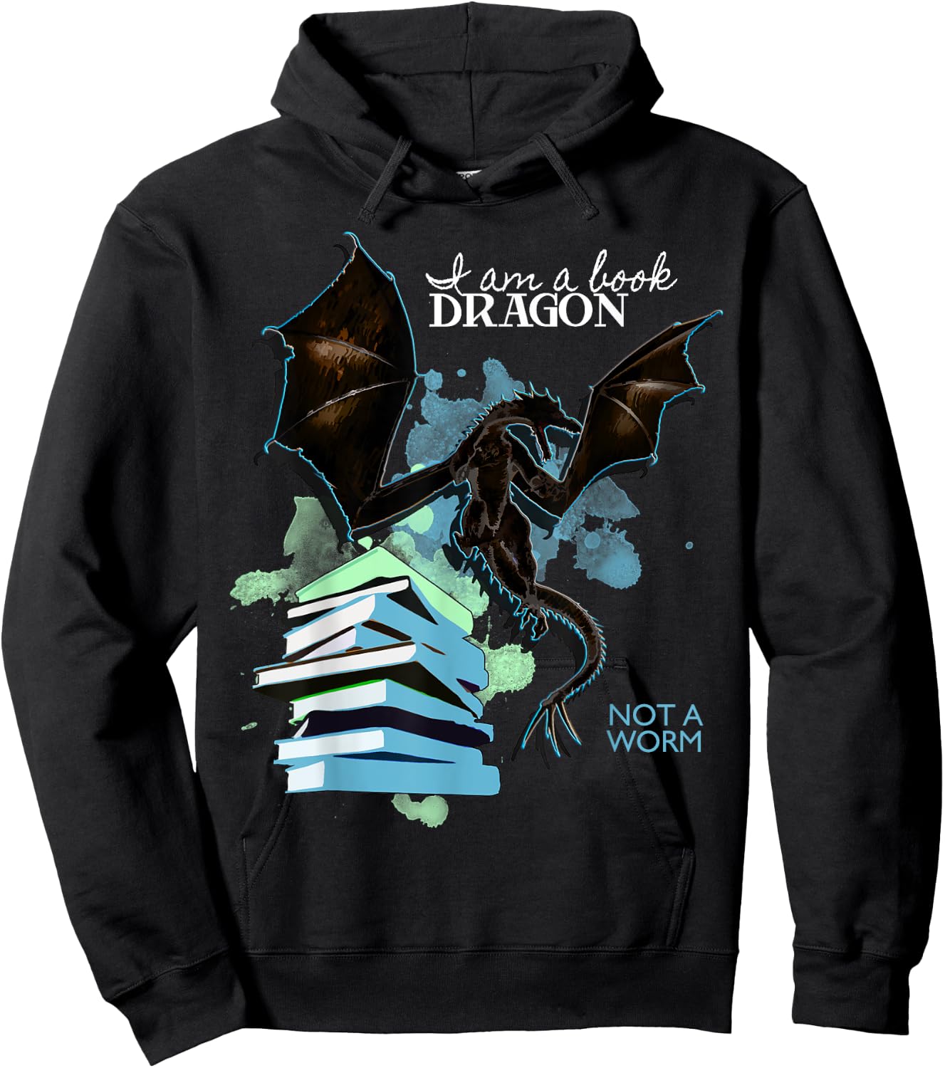 I Am A Book Dragon Not A Worm Funny Reading Lover Gift Hoodie - Hoodie | Black