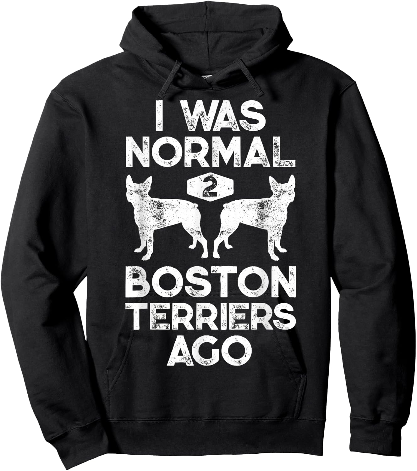 I Was Normal 2 Boston Terriers Ago Funny Dog Lover Gifts Women Girls Kids Hoodie - Hoodie | Black