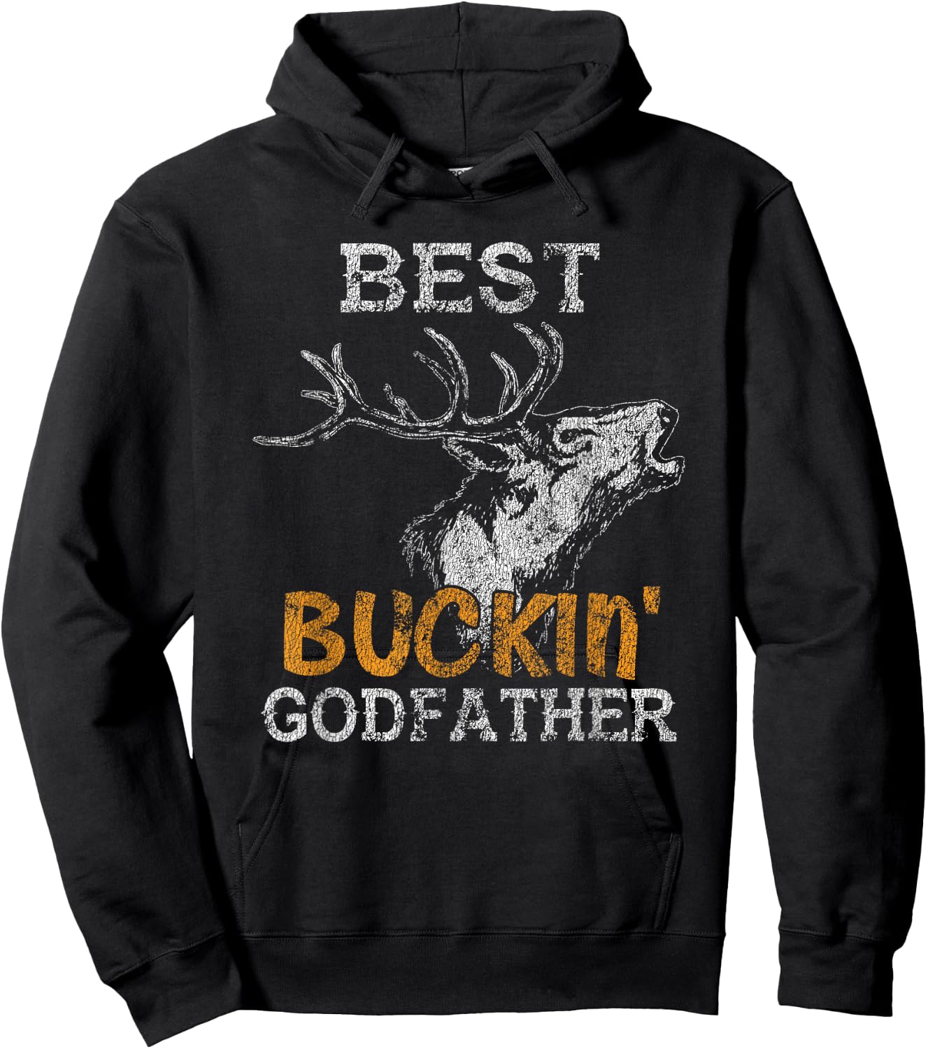 Best Buckin' Godfather Deer Bow Hunting Distressed Hoodie - Hoodie | Black