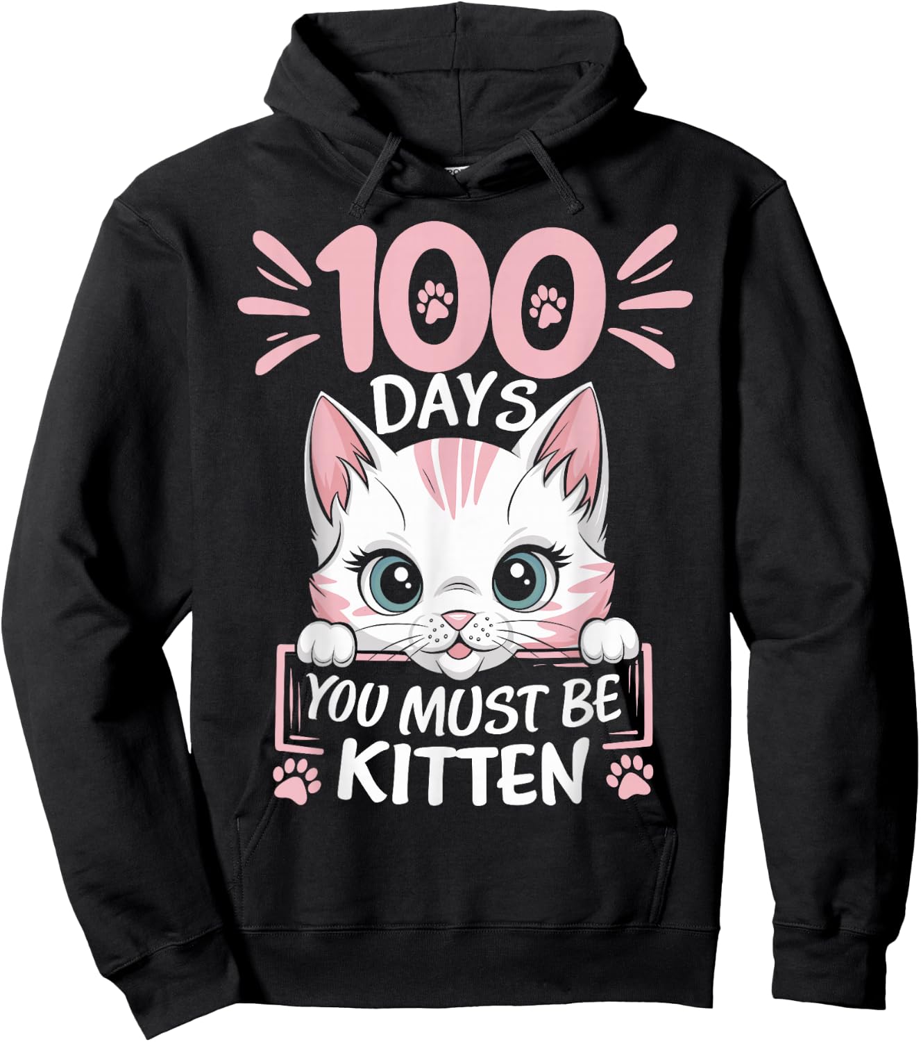 100th Day Of School Cat You Must Be Kitten Student Kids Hoodie - Hoodie | Black