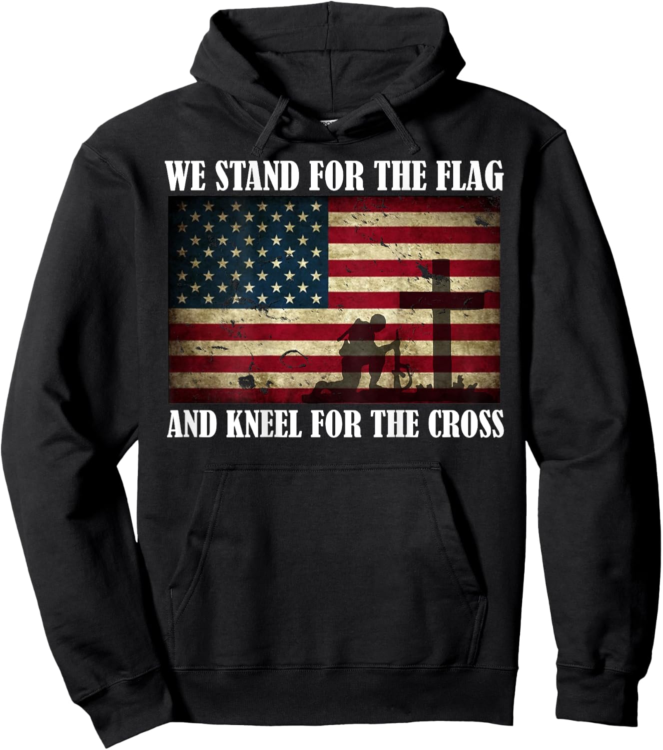 We Stand For The Flag And Kneel For The Cross Back T Shirt Hoodie - Hoodie | Black