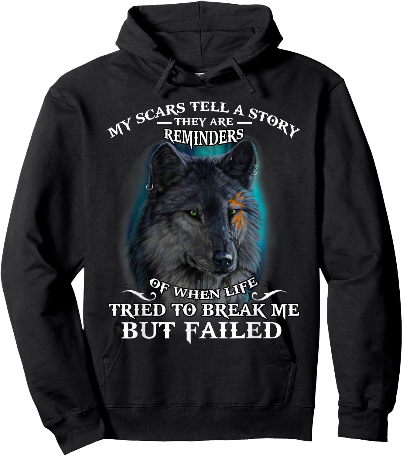 Wolf lover My scar tell a story Hoodie - Hoodie | Black