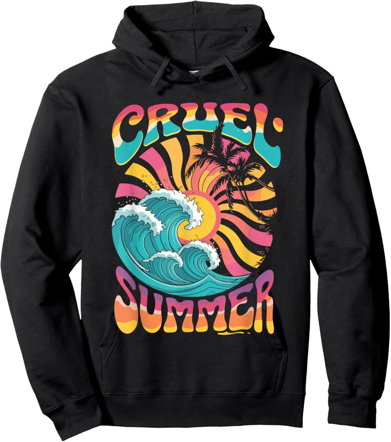 Cruel Summer Retro Wave Palm Tree Holiday Vacation Women Men Hoodie - Hoodie | Black