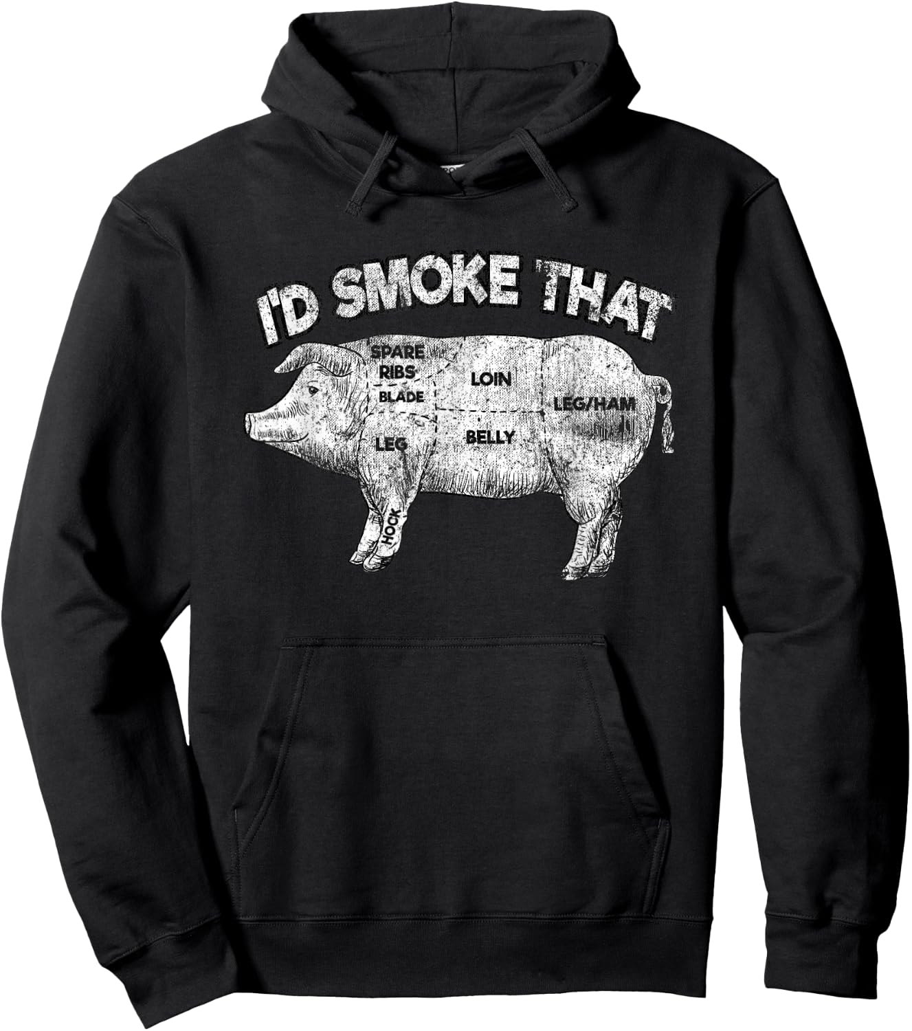 I'd Smoke That Funny BBQ Smoker Vintage Pig Meat Lover Hoodie - Hoodie | Black