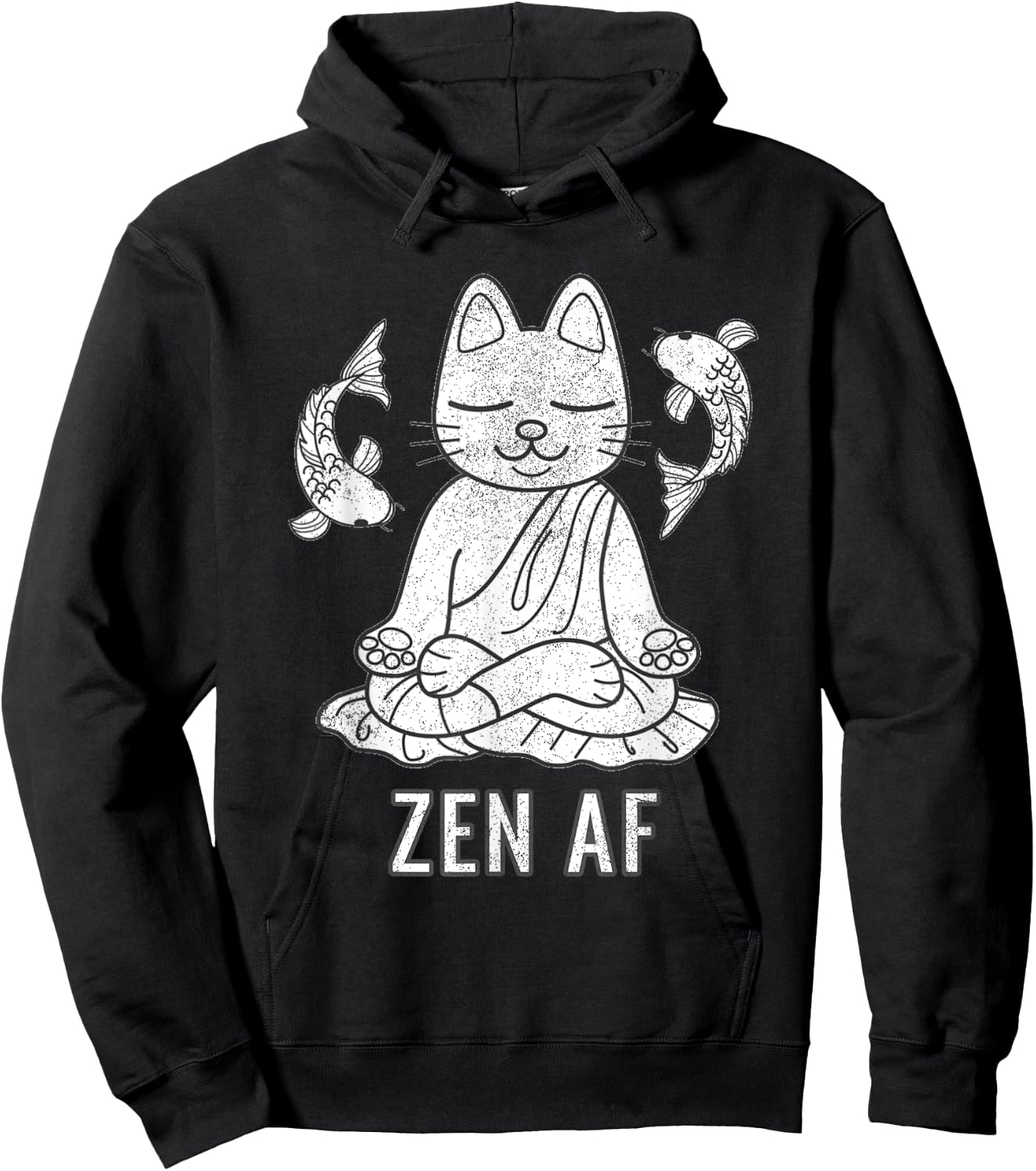 Zen AF Funny Meditating Cat Spiritual Yoga Gift Hoodie - Hoodie | Black