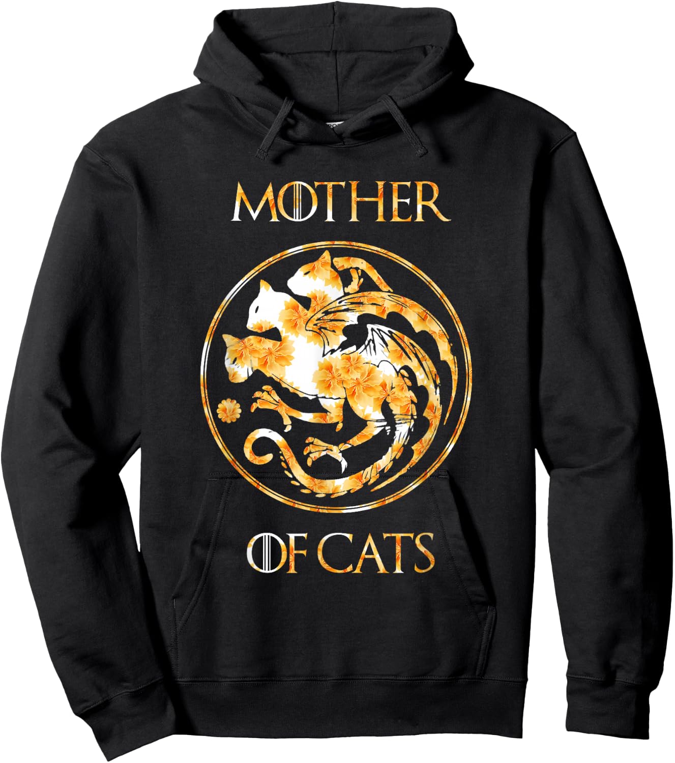 Mother of Cats Shirt With Floral Art Best Mom Hoodie - Hoodie | Black