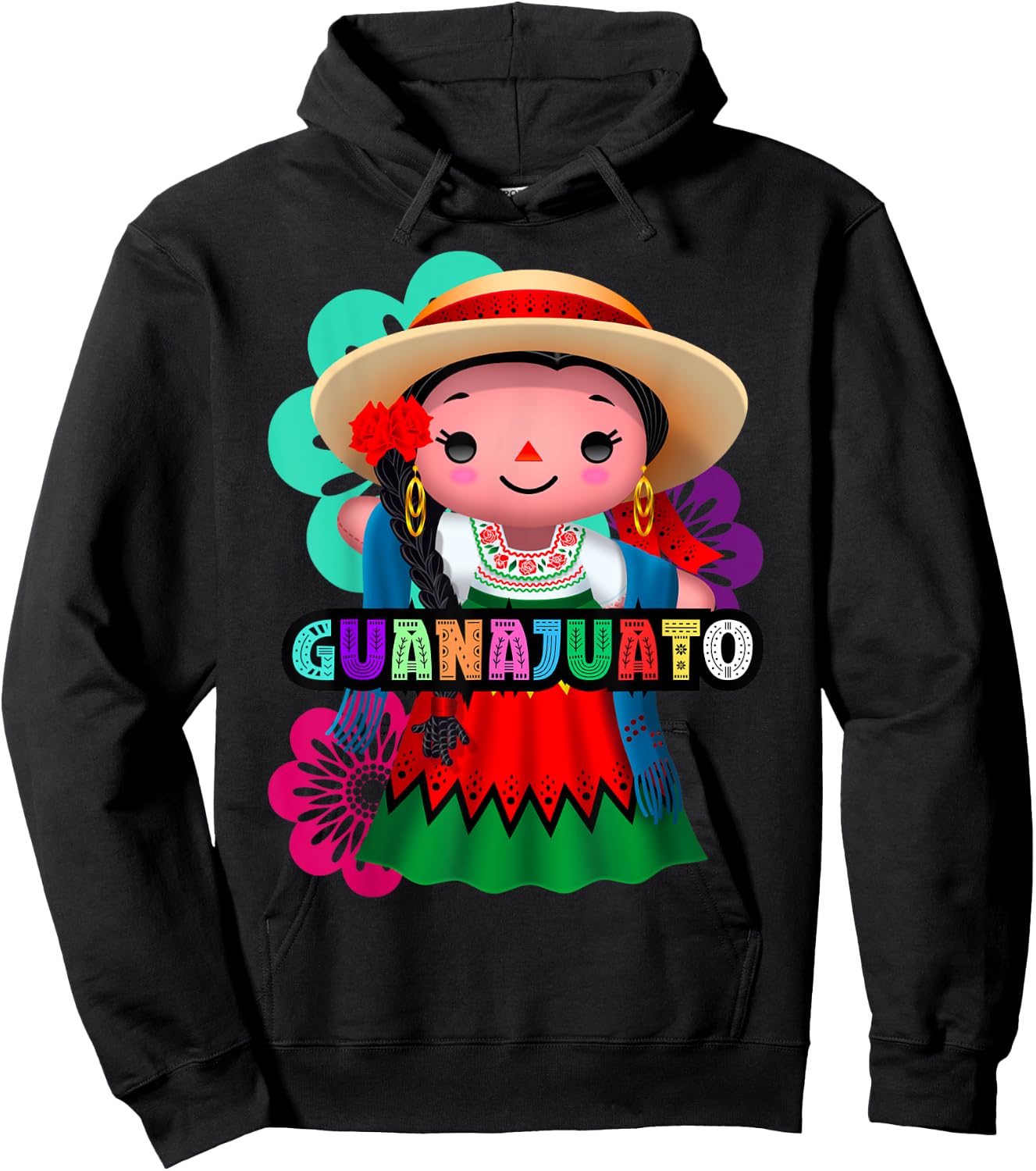 Guanajuato Mexico Muñeca Lelé, Handmade Mexicans Rag Doll Hoodie - Hoodie | Black