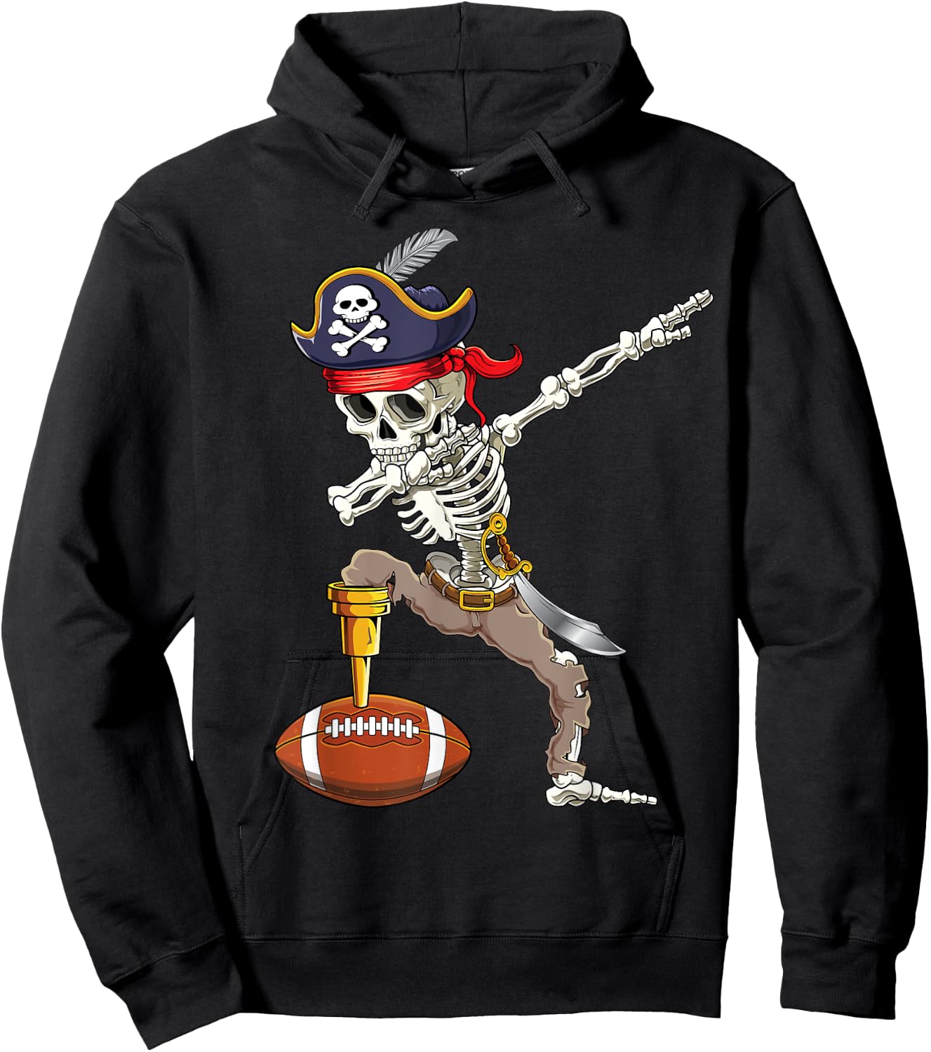 Dab Skeleton Shirt Dabbing Skeleton Pirate Football Shirt Hoodie - Hoodie | Black