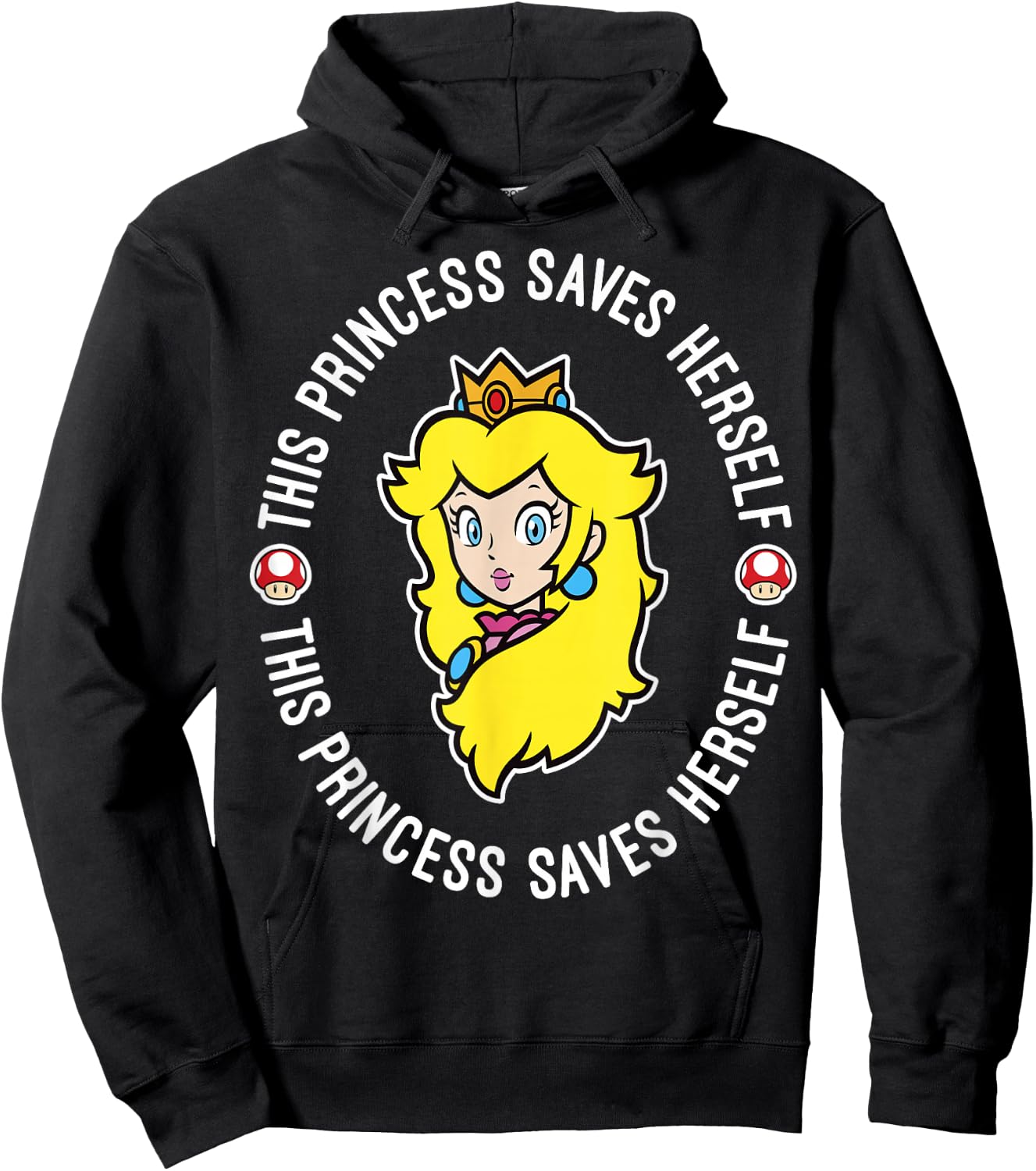 Nintendo Super Mario Princess Peach Saves Herself Hoodie - Hoodie | Black