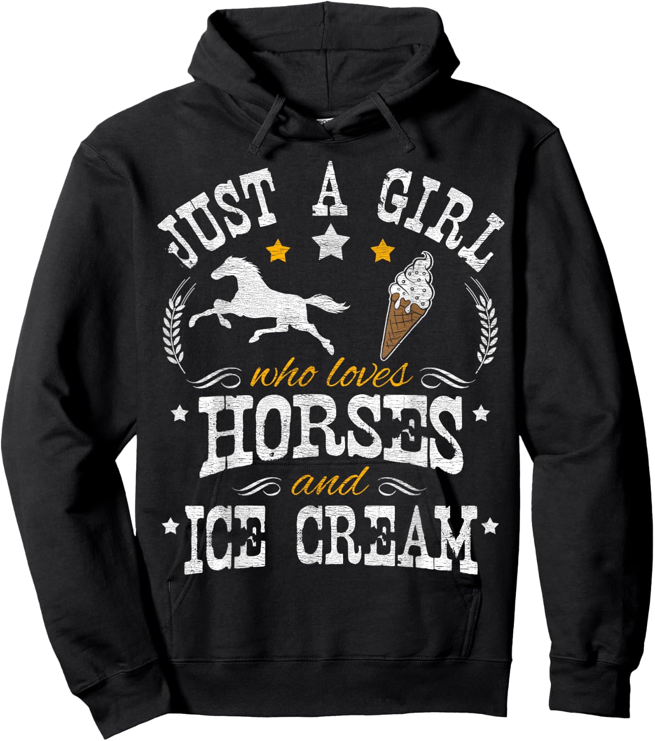 Horse & Ice Cream Lover Women Kids Hoodie - Hoodie | Black