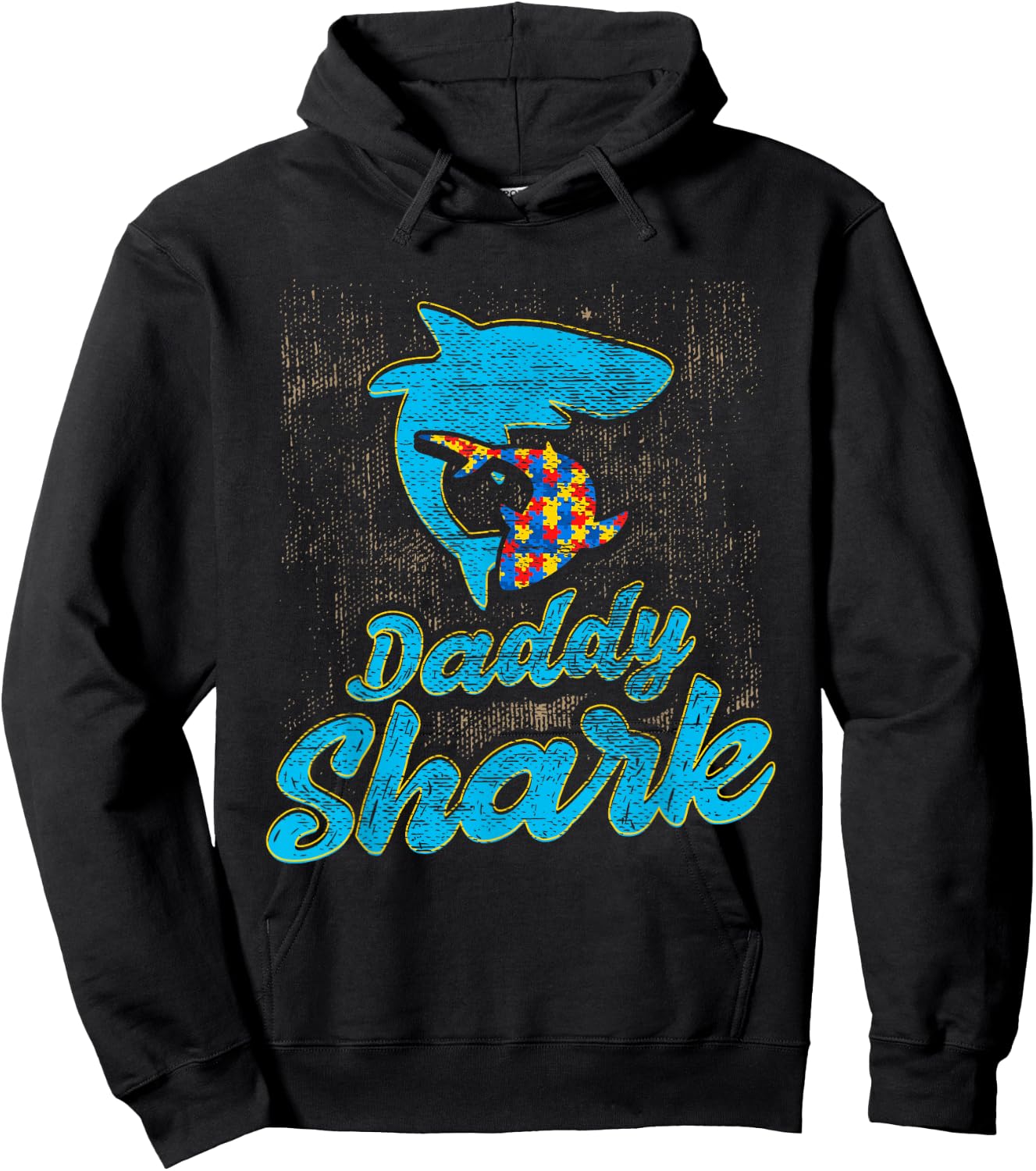 Autism Dad Shirt Autism Awareness Daddy Shark Autism Papa Hoodie - Hoodie | Black
