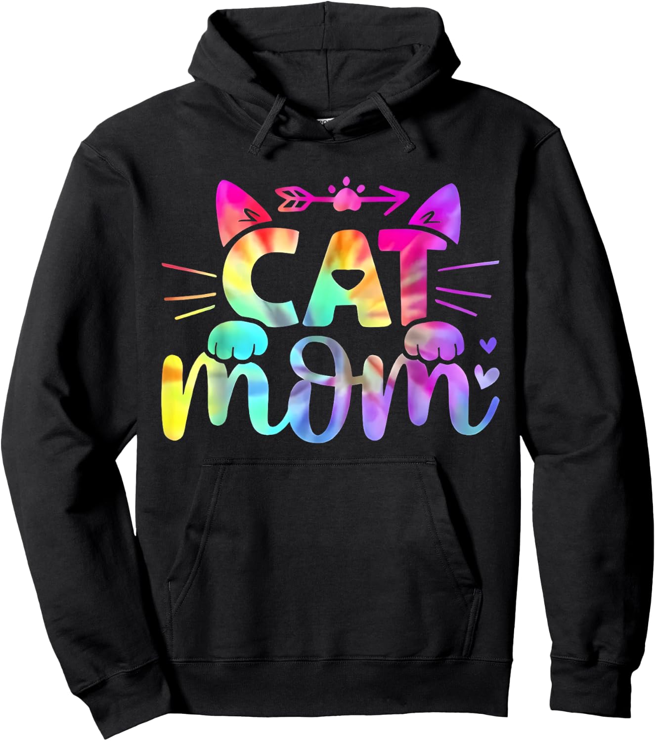 Cat Mom Tie Dye Kitty Cat Lover Kitten Pet Owner Colorful Hoodie - Hoodie | Black
