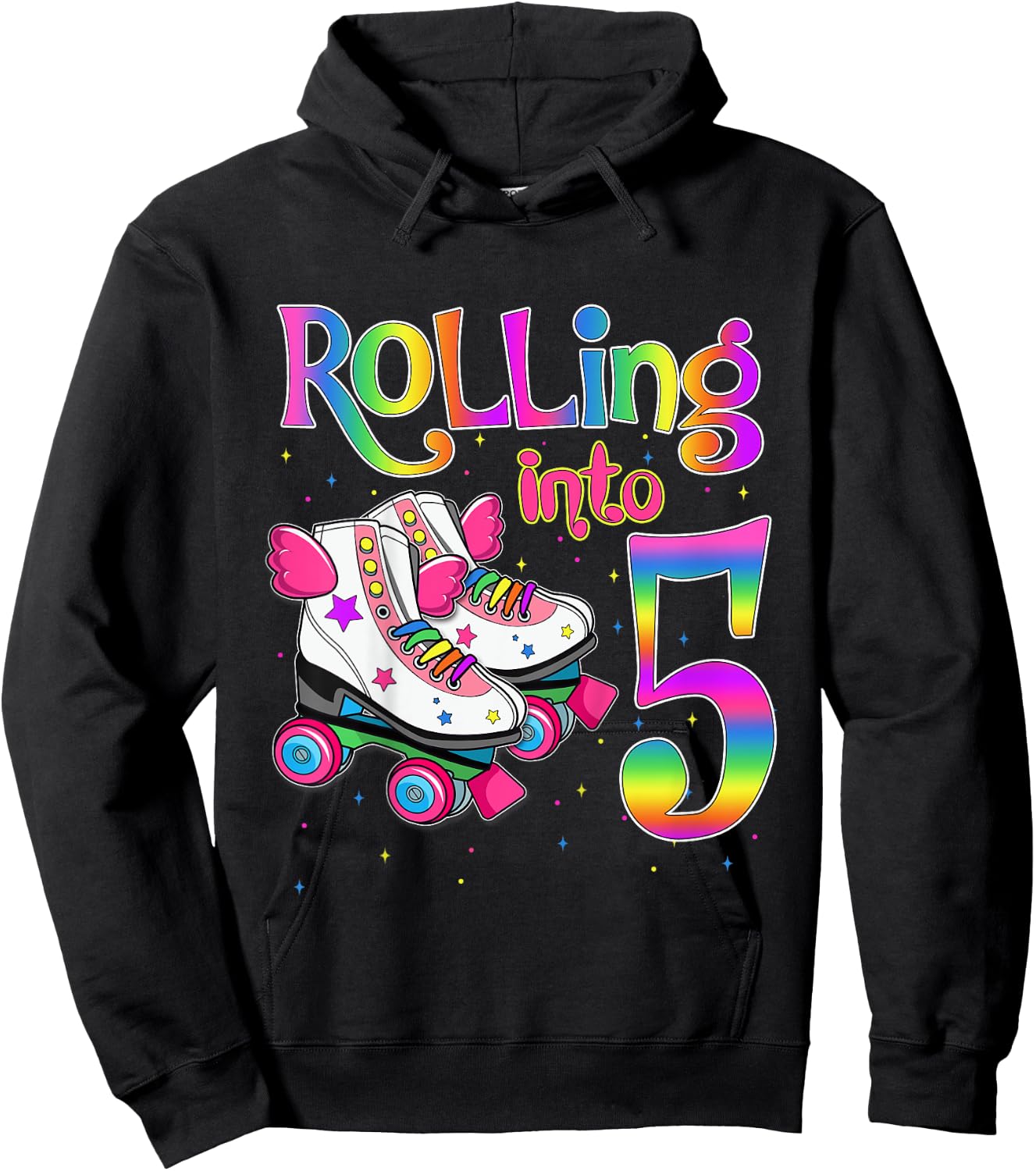 Rolling Into 5 years Let's Roll I'm Turning 5 Roller Skate Hoodie - Hoodie | Black