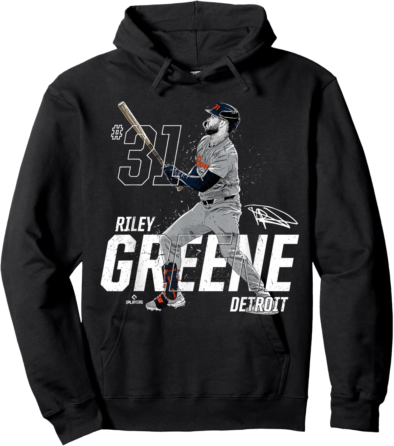 Dynamic Pose Riley Greene Detroit Baseball MLBPA Hoodie - Hoodie | Black