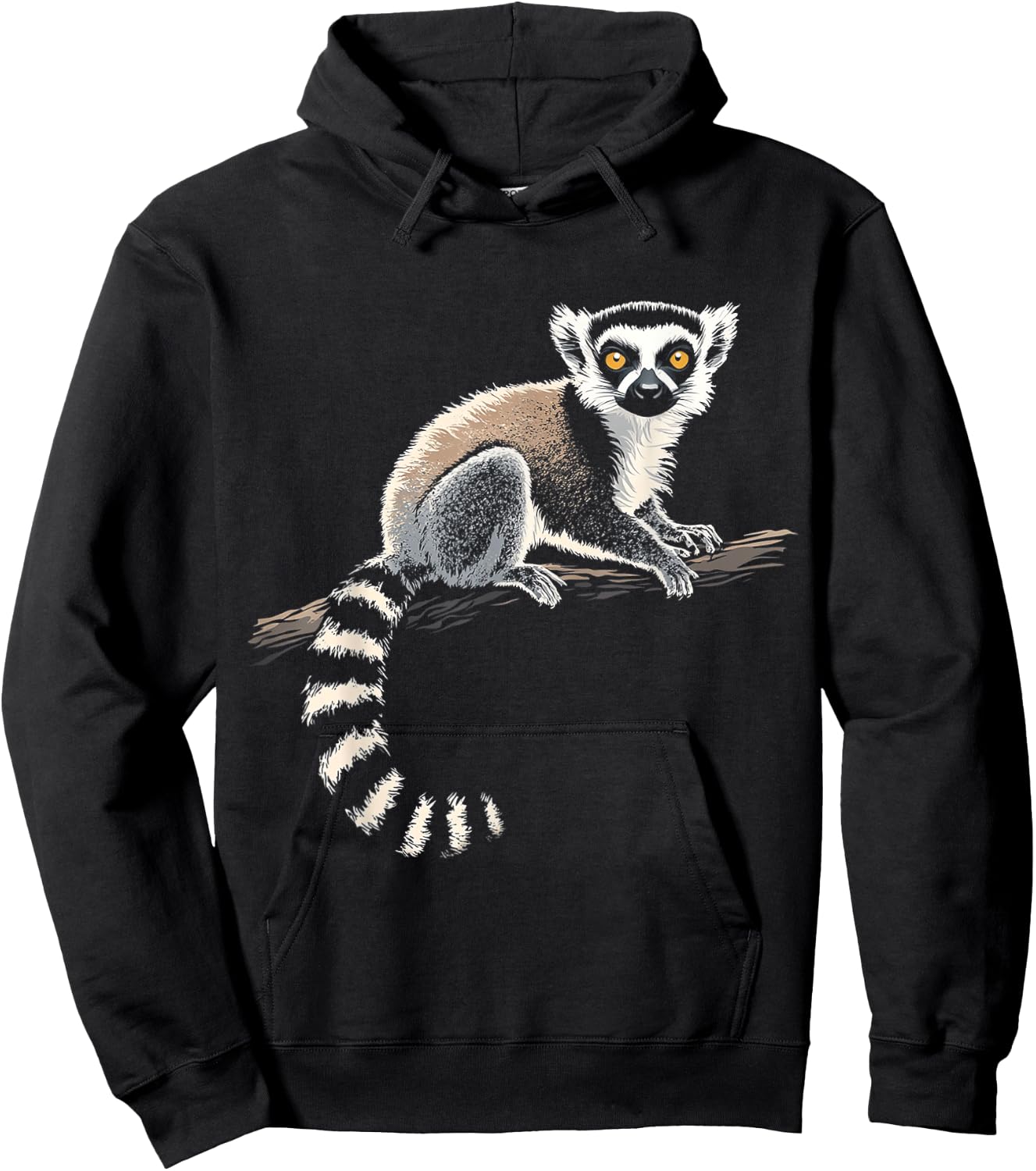 Ring Tailed Lemur Animal Motif Art Ring Tailed Lemur Hoodie - Hoodie | Black