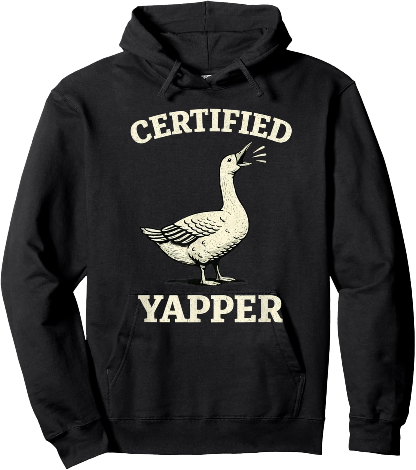 Certified Yapper Funny Goose Honking Bird Humor Hoodie - Hoodie | Black
