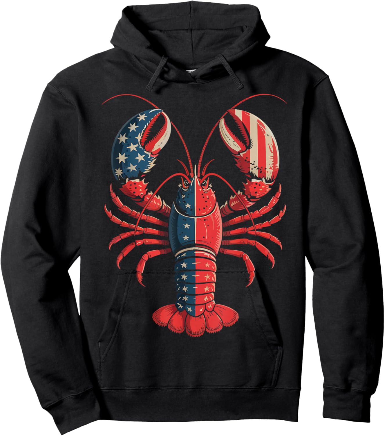American Flag Lobster Patriotic Crawfish Season 4th of July Hoodie - Hoodie | Black