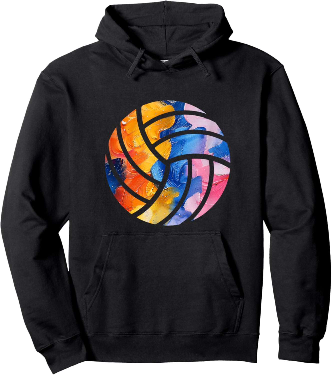 Volleyball Silhouette Artistic Watercolor Hoodie - Hoodie | Black