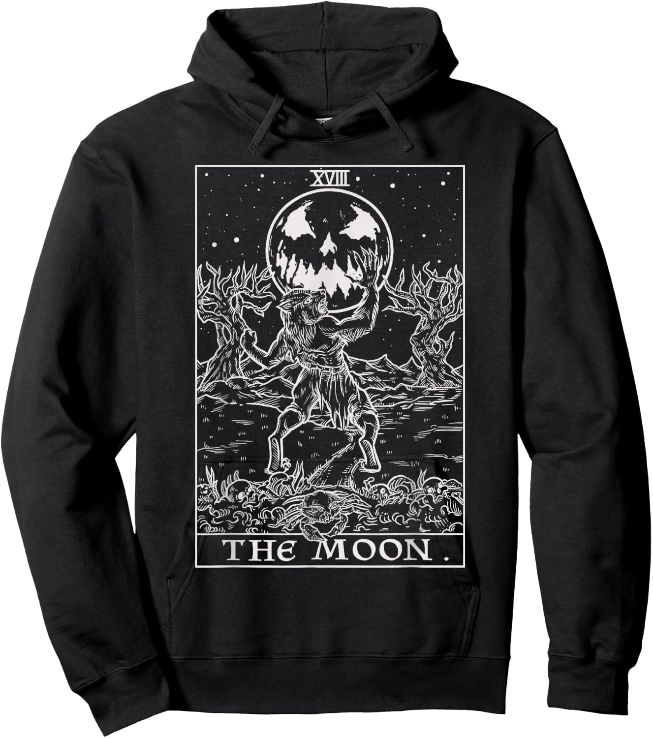 The Moon Tarot Card Halloween Werewolf Gothic Horror Witch Hoodie - Hoodie | Black