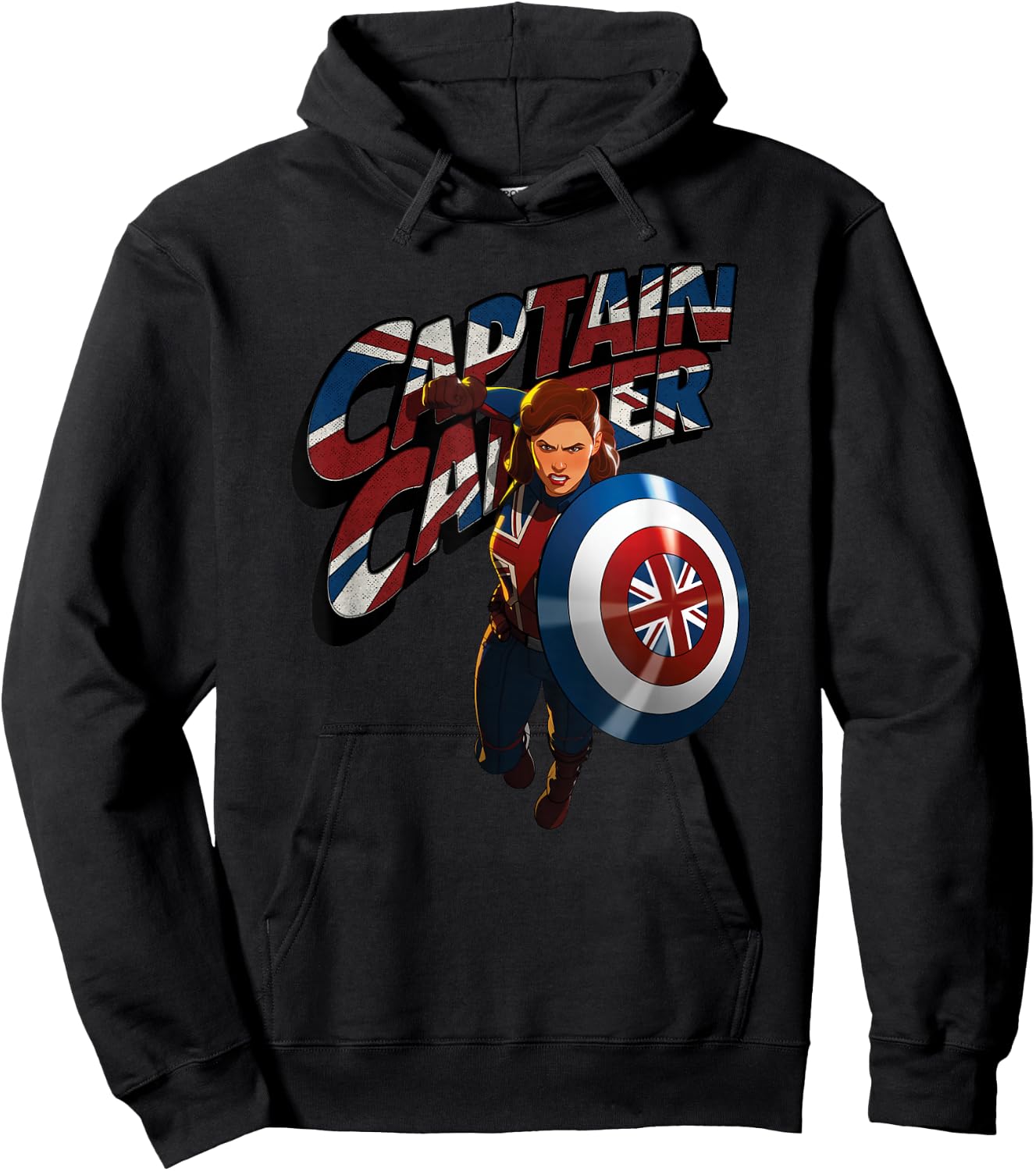 Marvel What IF...? Captain Carter Union Jack Hoodie - Hoodie | Black