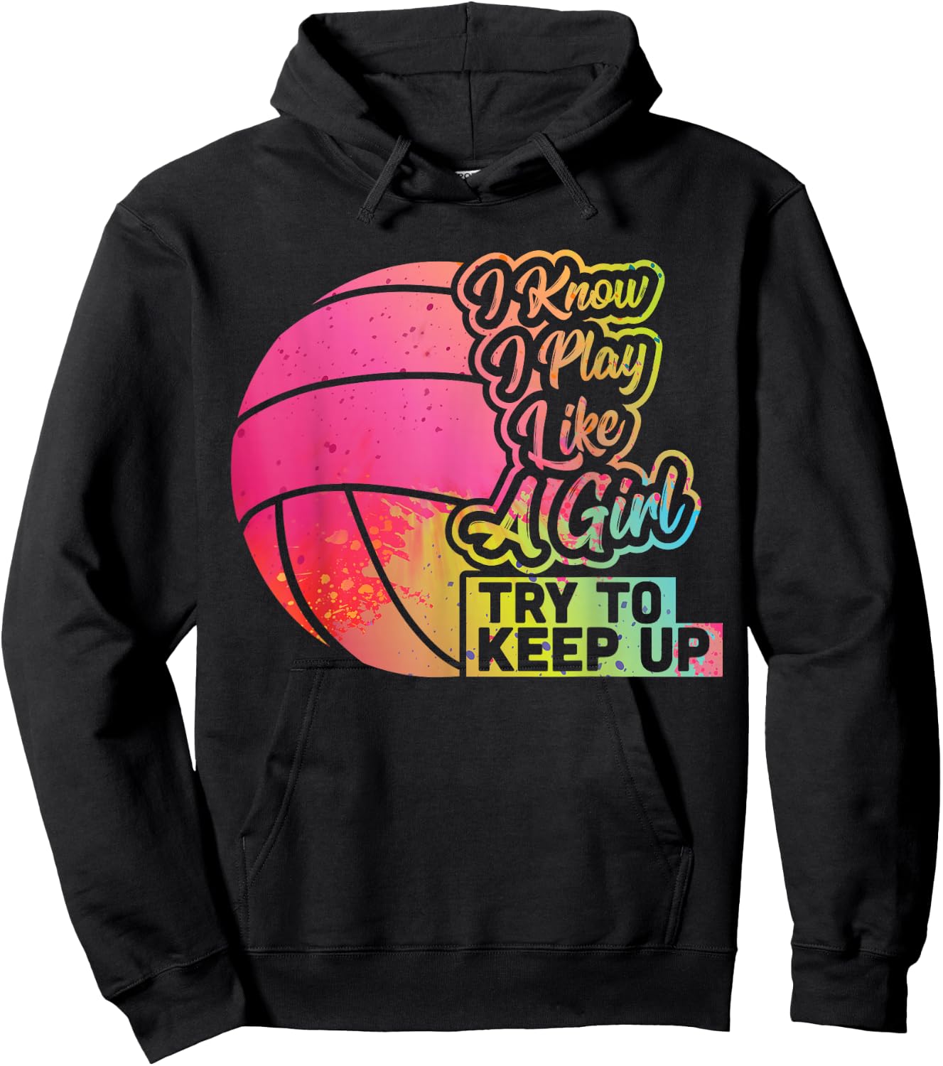 Volleyball Women Funny Gift Team Play Like a Girl Volleyball Hoodie - Hoodie | Black