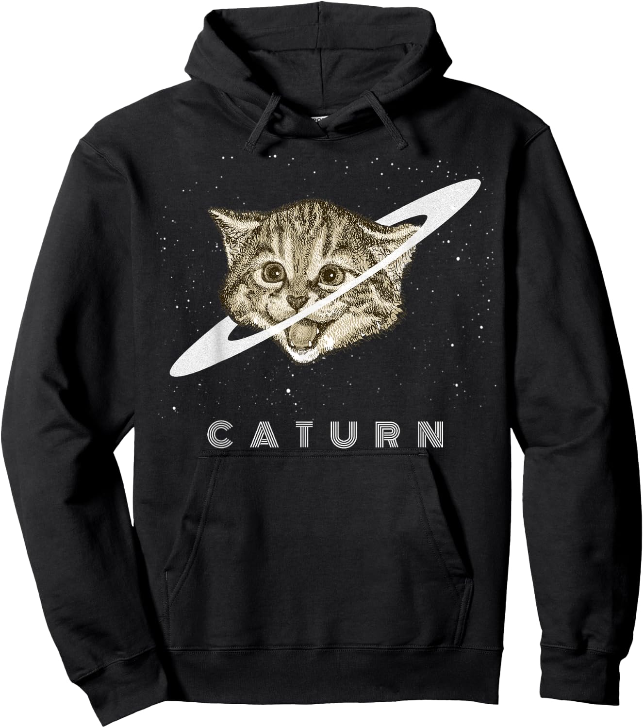Caturn Kitten in Space Galaxy Universe Cat Lover Men Women Girls Kids Hoodie - Hoodie | Black