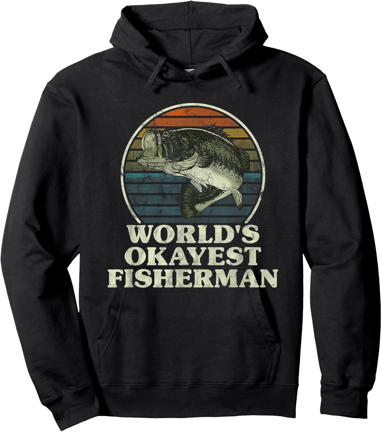 World's Okayest Fisherman Funny Novelty Fishing Gift Hoodie - Hoodie | Black