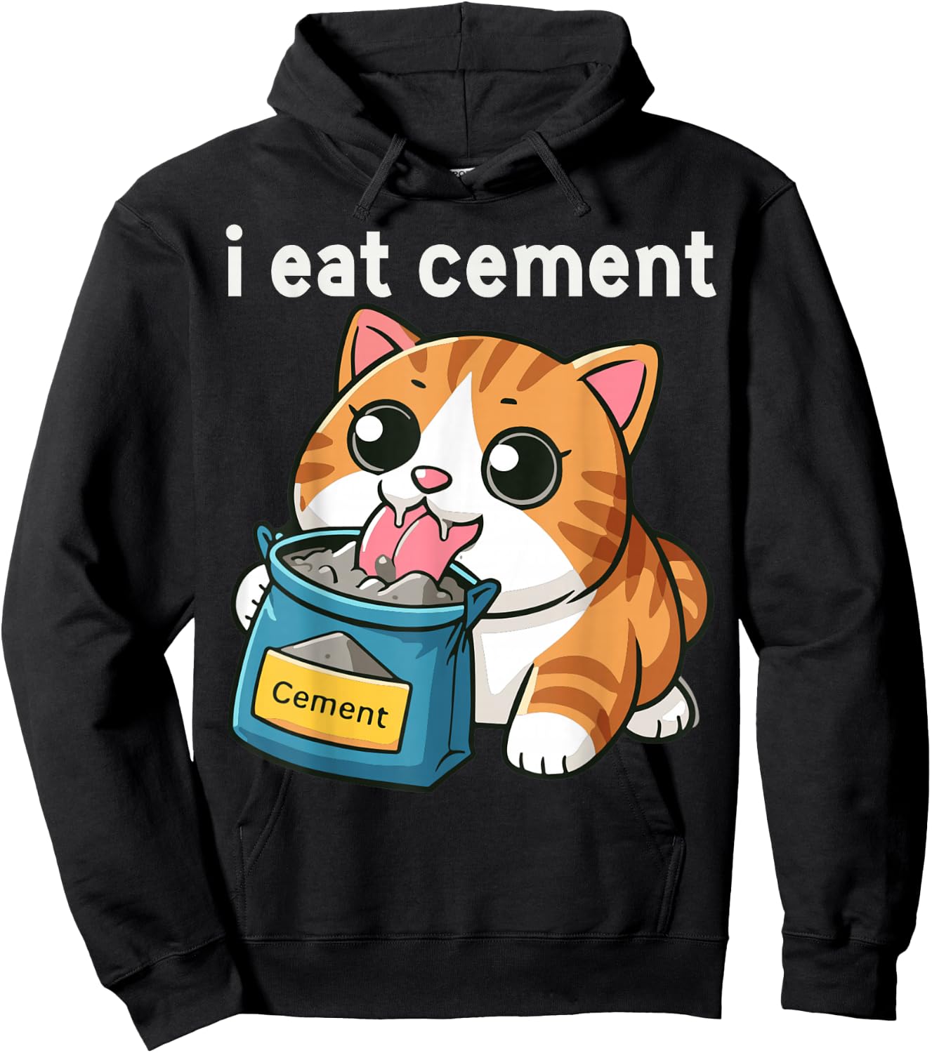 I Eat Cement Funny Cat Meme Internet Memes Funny Memes Gen-Z Hoodie - Hoodie | Black