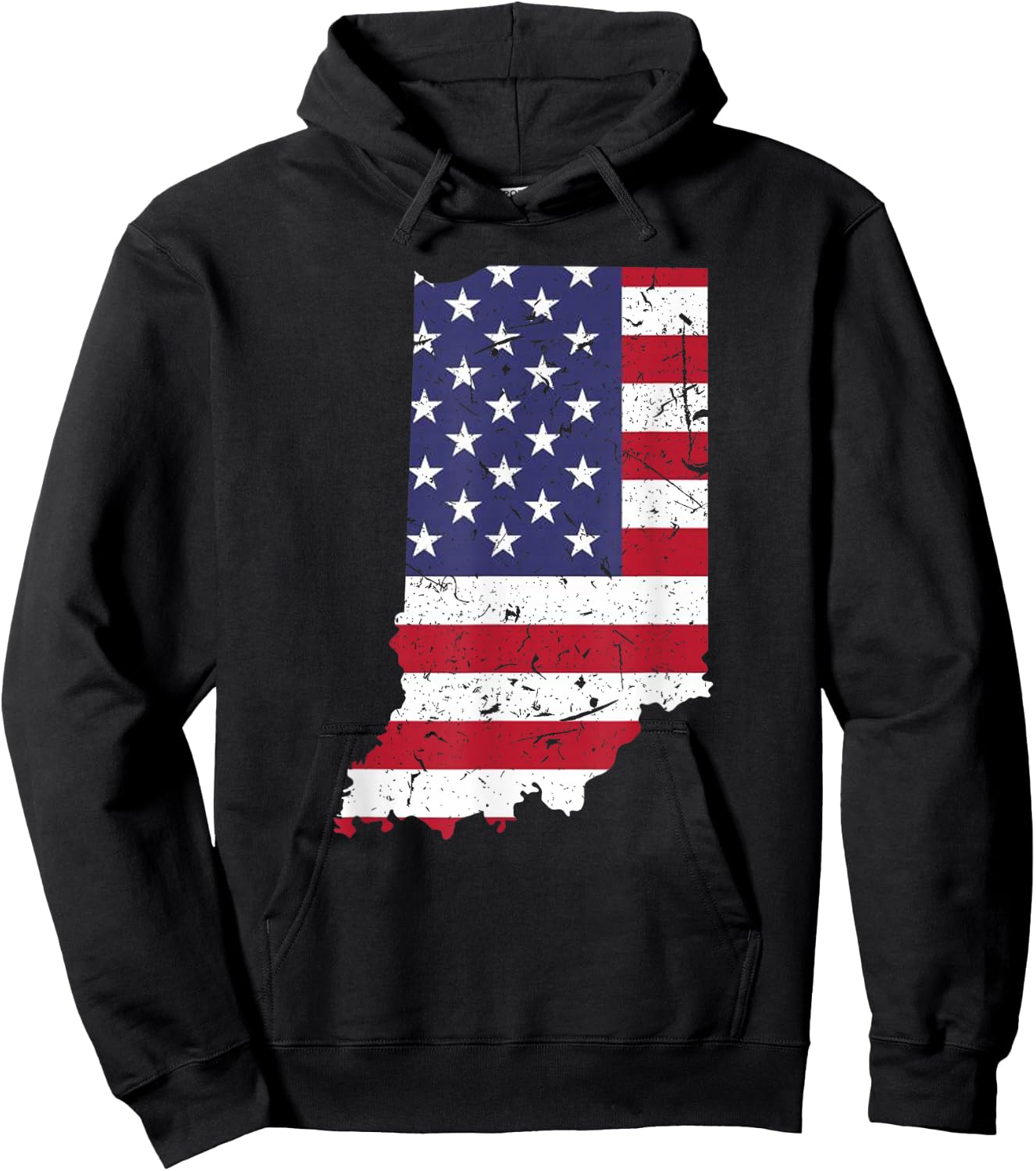 Indiana Map State American Flag Shirt 4th Of July Pride Hoodie - Hoodie | Black