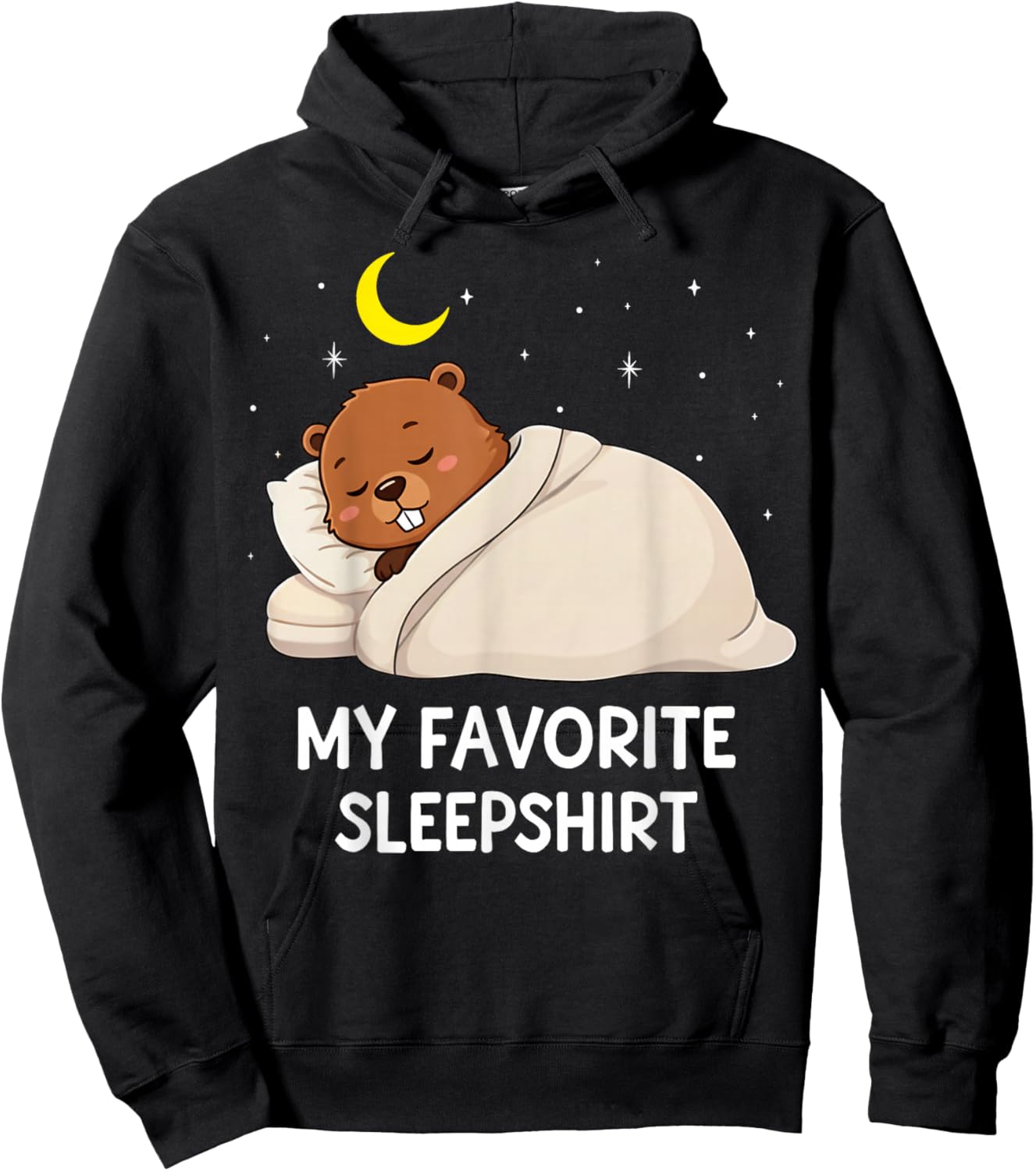 Funny Beaver Favorite Sleepshirt Pajama Zoo Boys Girls Kids Hoodie - Hoodie | Black