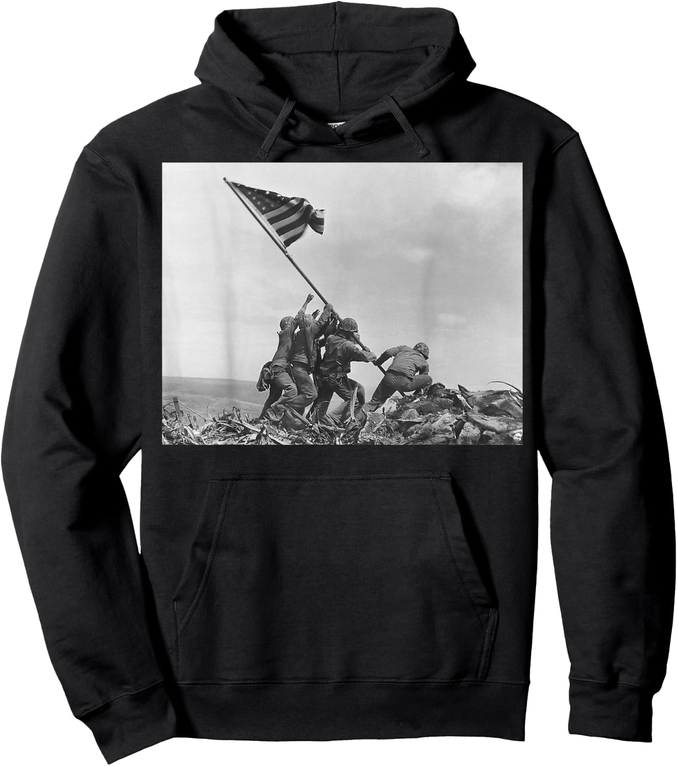 Raising the Flag on Iwo Jima WW2 World War II Patriotic Hoodie - Hoodie | Black