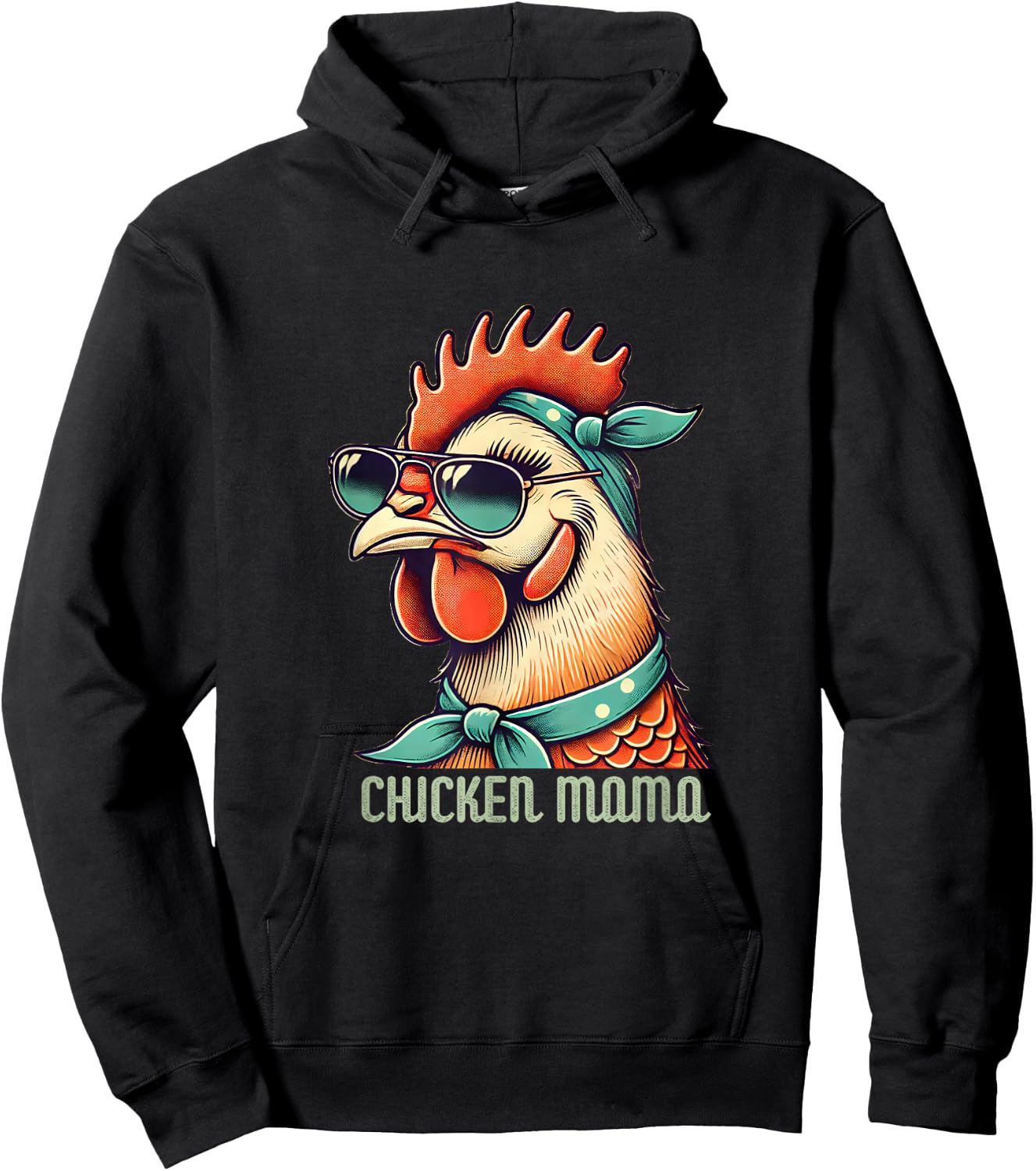 Chicken Mama - Funny Retro Chicken Hen with Sunglass Momma Hoodie - Hoodie | Black