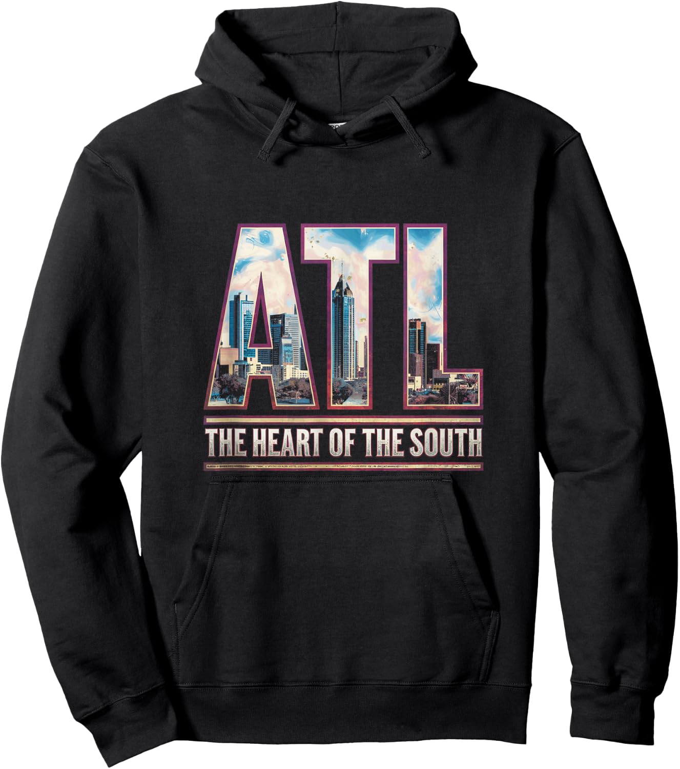 Atlanta ATL City Skyline Modern Art The Heart Of The South Hoodie - Hoodie | Black
