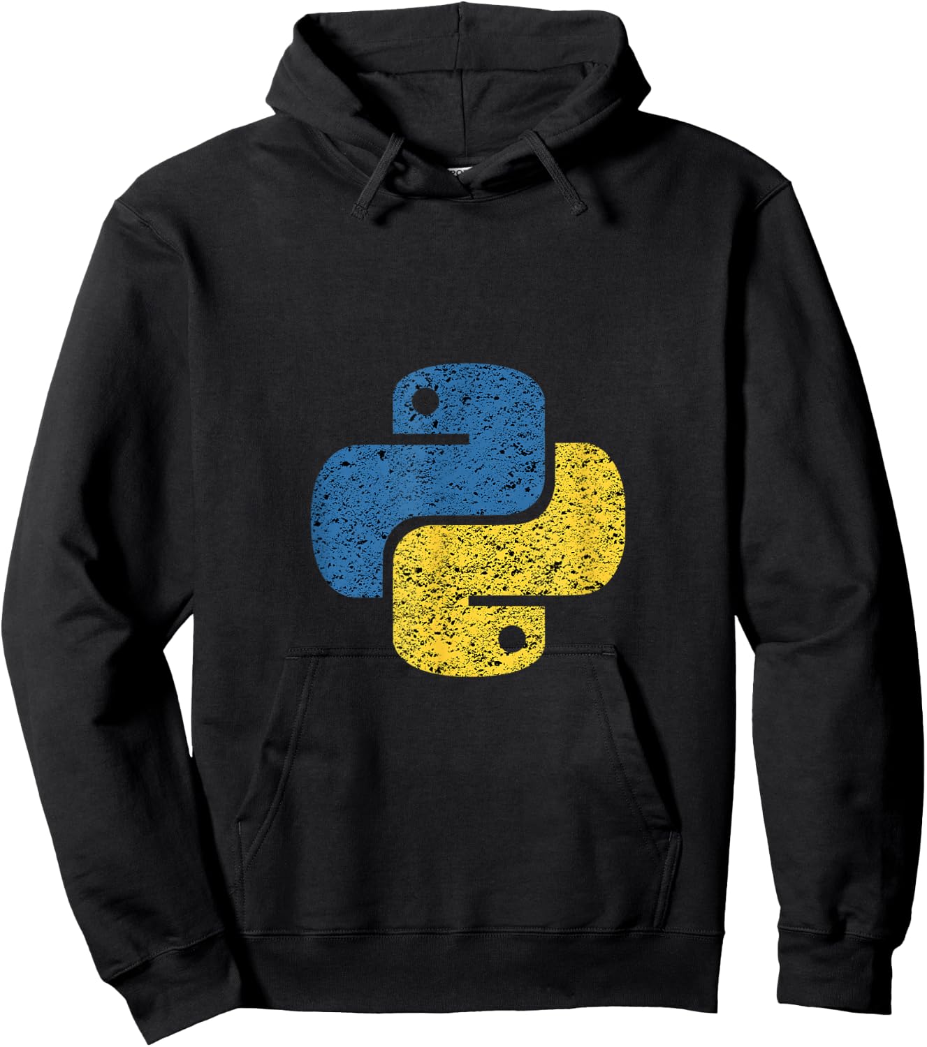 Python Coder SciPy NumPy Distressed Python Logo for Engineers Hoodie - Hoodie | Black