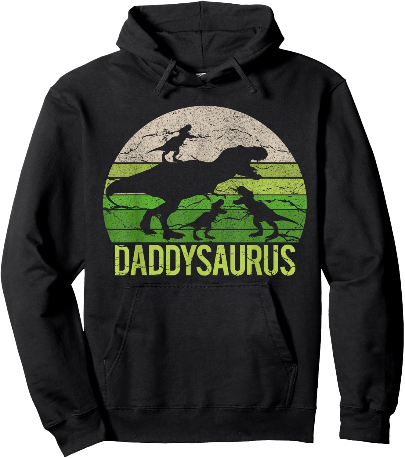 Daddy Dinosaur Daddysaurus 3 three kid Gift Dad christmas Hoodie - Hoodie | Black