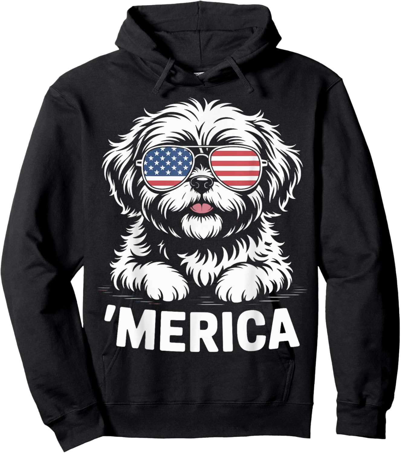 Shih Tzu 4th of July ‘Merica Patriotic Hoodie - Hoodie | Black