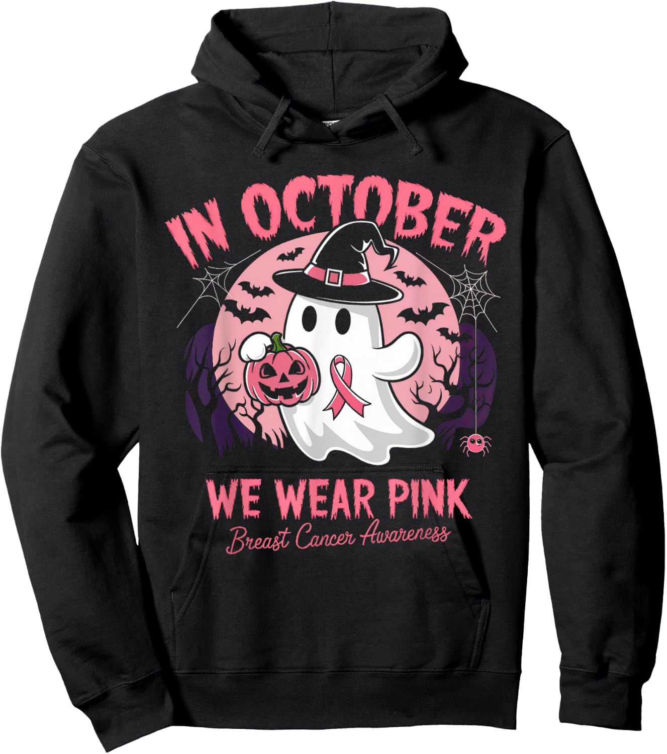 Breast Cancer Shirts Women Halloween In October We Wear Pink Hoodie - Hoodie | Black