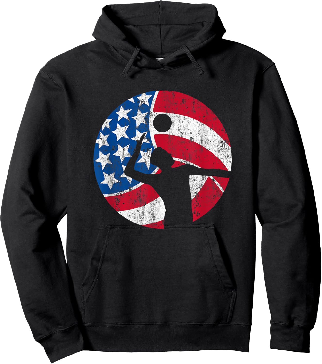 Volleyball USA Flag Hoodie - Hoodie | Black