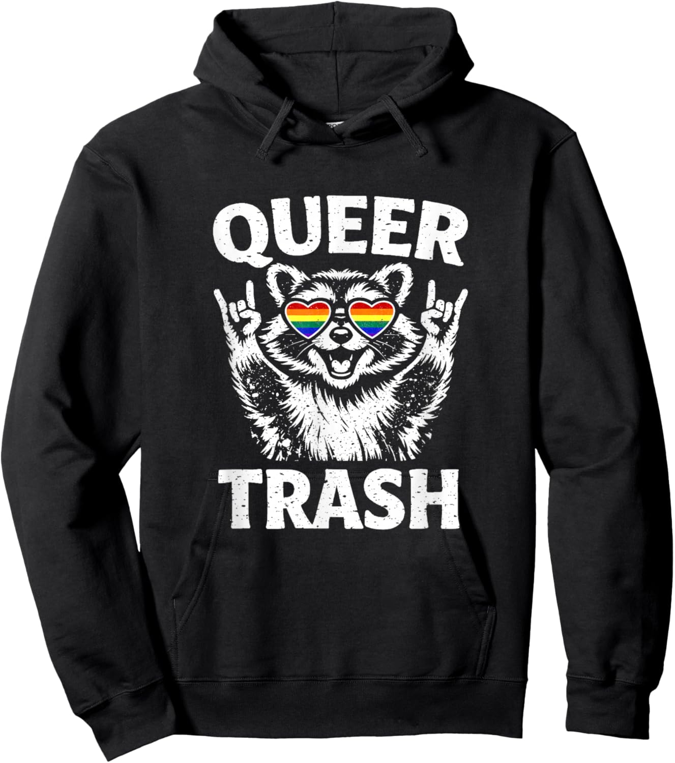 Queer Trash Gay Pride Men Women LGBT Flag Hoodie - Hoodie | Black